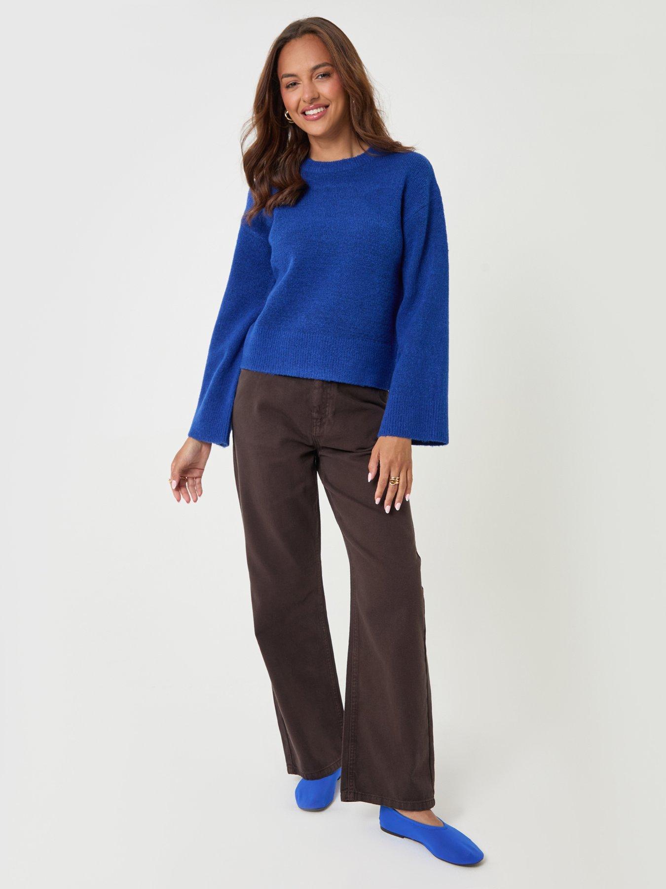 Image 3 of 5 of Threadbare Womens Relaxed Fit Soft-Touch Crew Neck Jumper - Blue