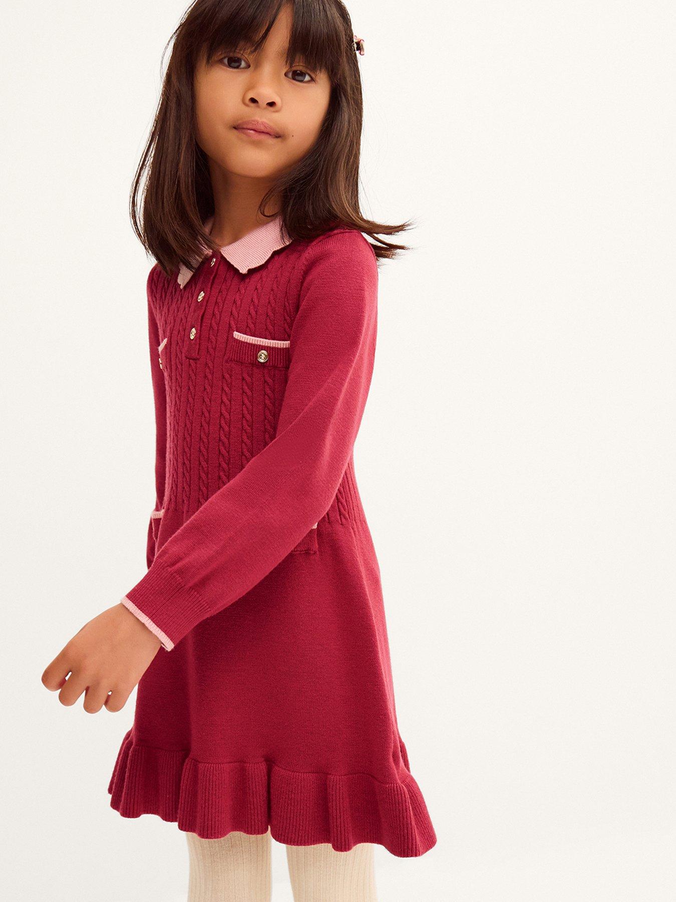 monsoon knitted dress Girls Berry Cable - Dark Red love_look