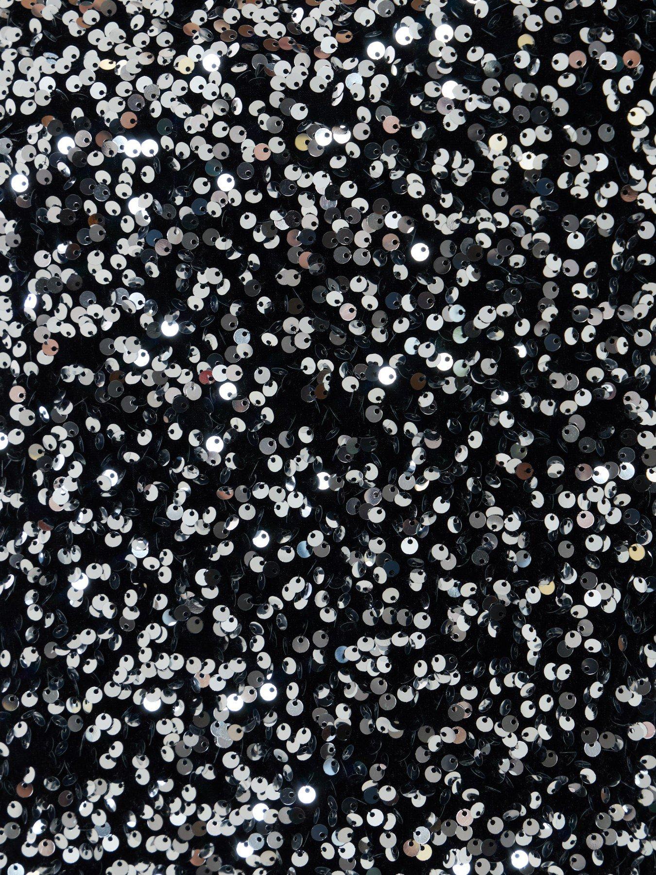 Image 5 of 5 of Threadbare Sequin Bow Tie Detail Mini Dress In Charcoal Grey