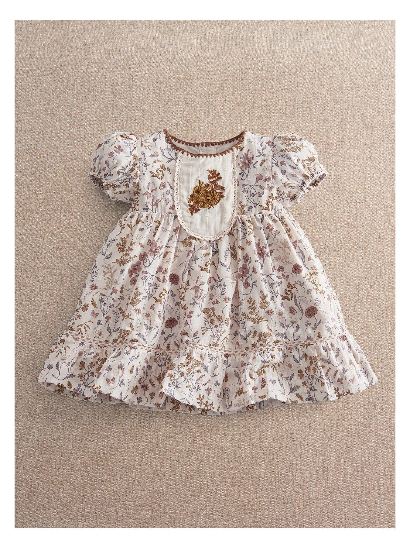 Mamas & Papas Baby Girls Floral Dobby Dress, Multi, Size 2-3 Years