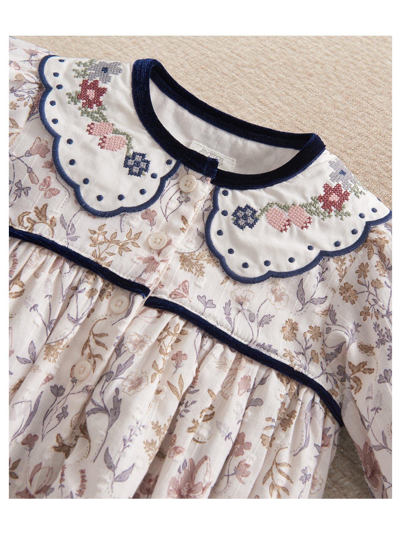 Image 2 of 3 of Mamas & Papas Baby Girls 2 Piece Twisted Floral Shortie Romper &amp; Tights Set - Multi