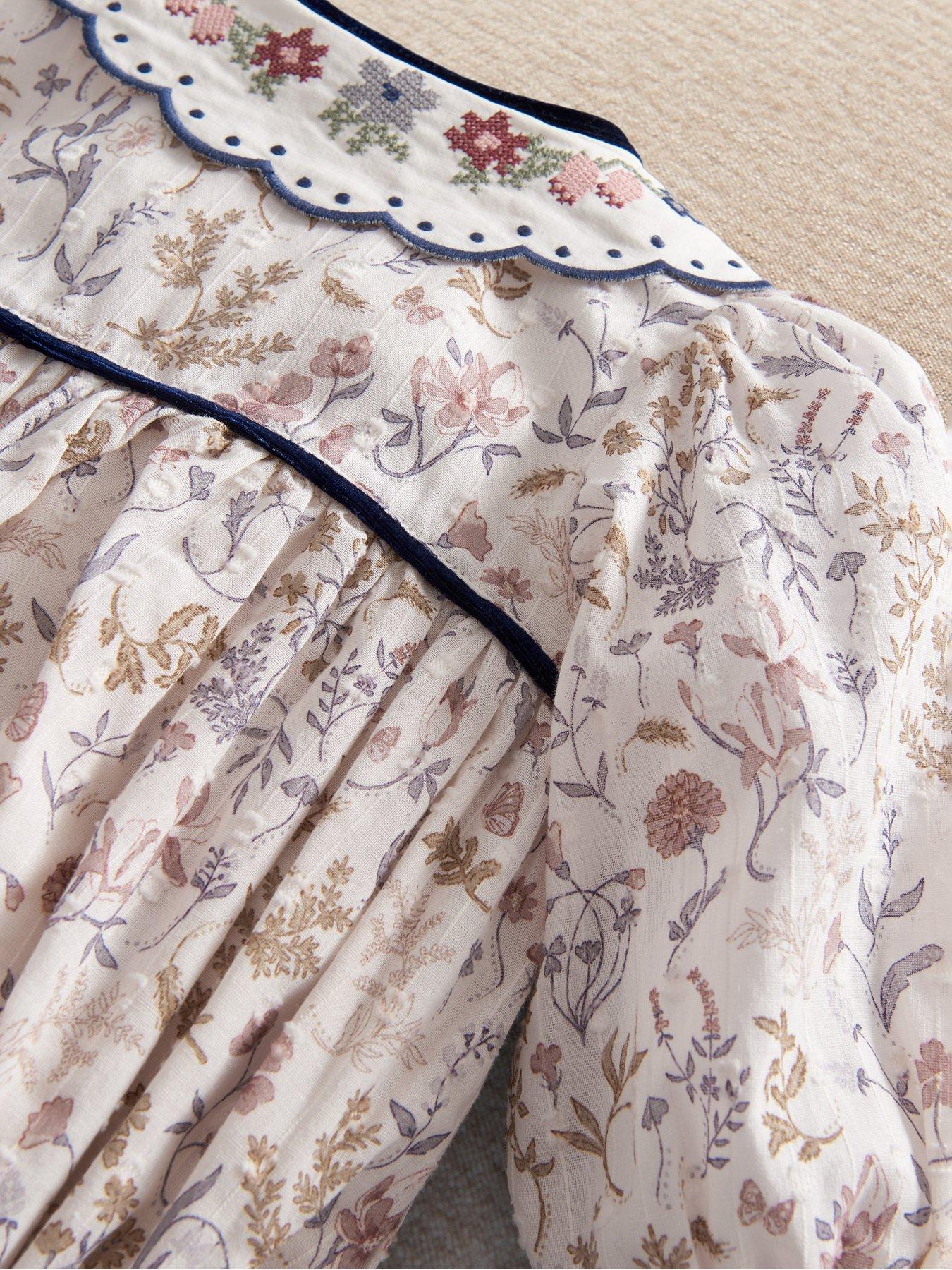 Image 3 of 3 of Mamas & Papas Baby Girls 2 Piece Twisted Floral Shortie Romper &amp; Tights Set - Multi