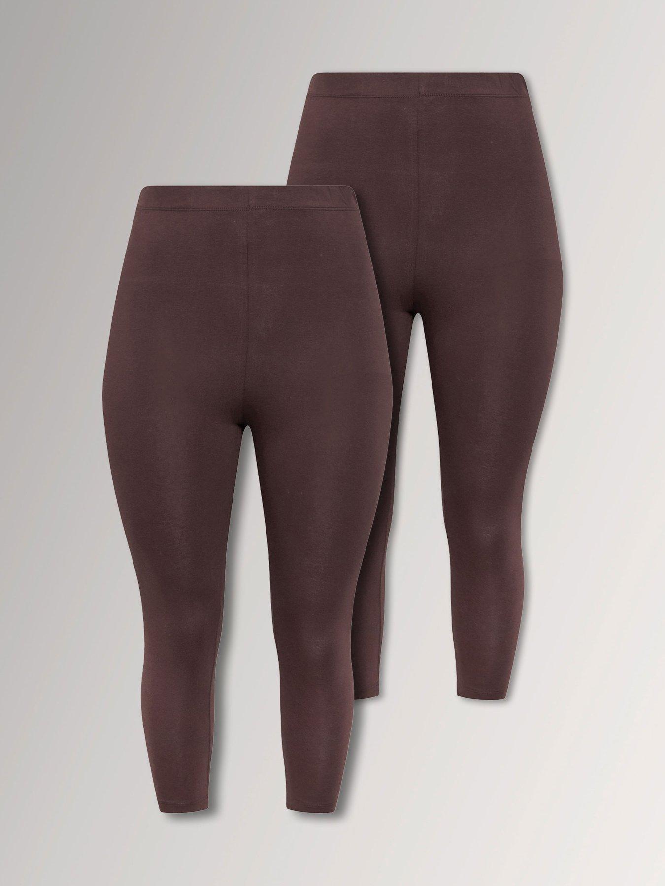 Yours Curve 2 Pack Crop Legging - Brown