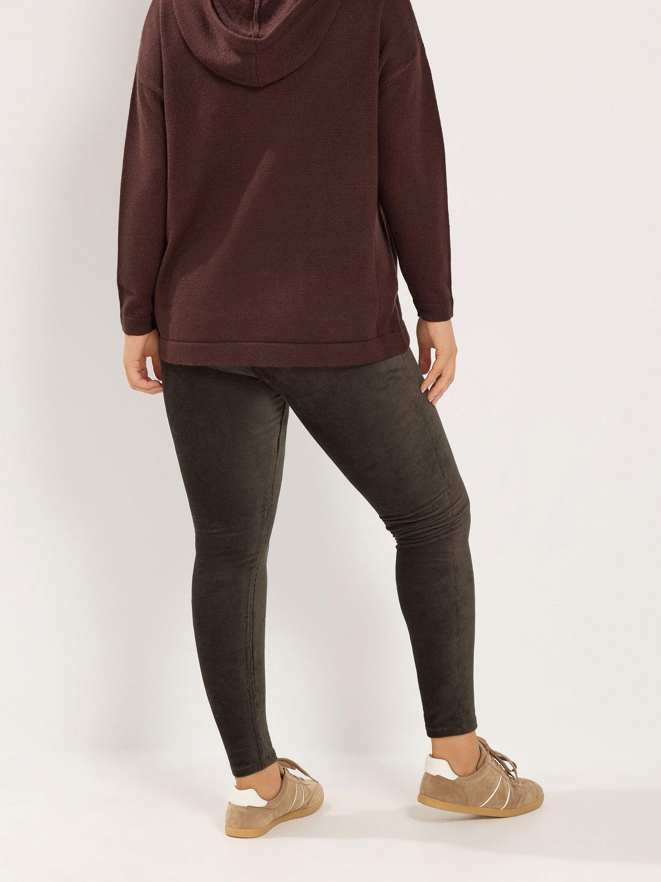 Image 2 of 4 of Yours Curve Cord Leggings - Brown