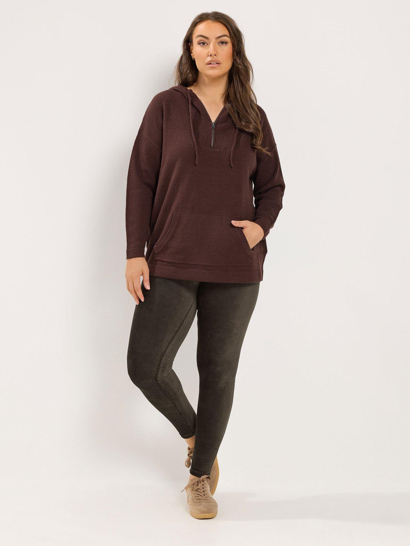 Image 3 of 4 of Yours Curve Cord Leggings - Brown