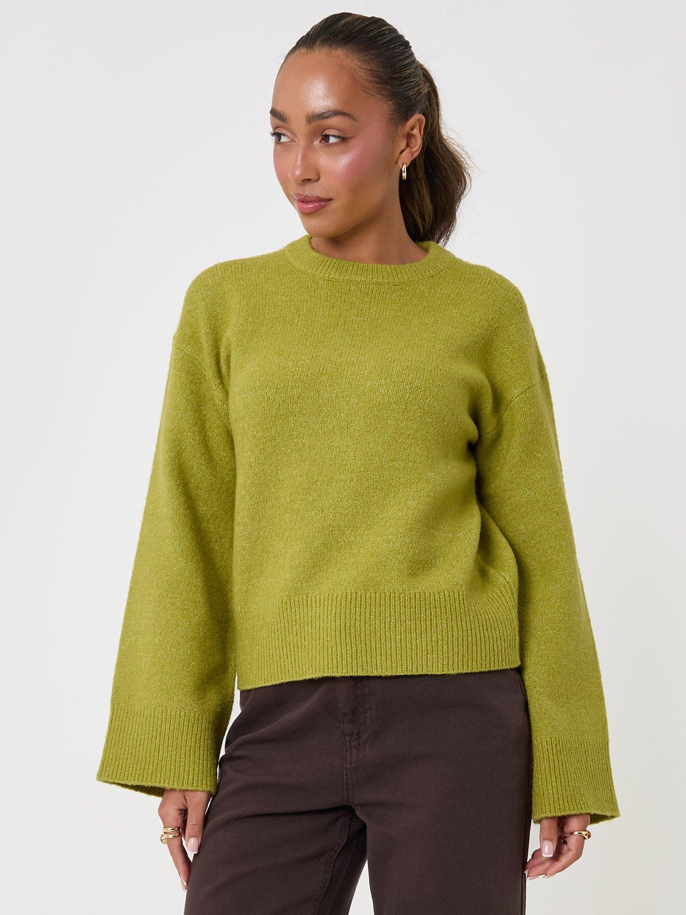 Image 1 of 5 of Threadbare Threadbare Womens Soft-Touch Crew Neck Jumper - Green