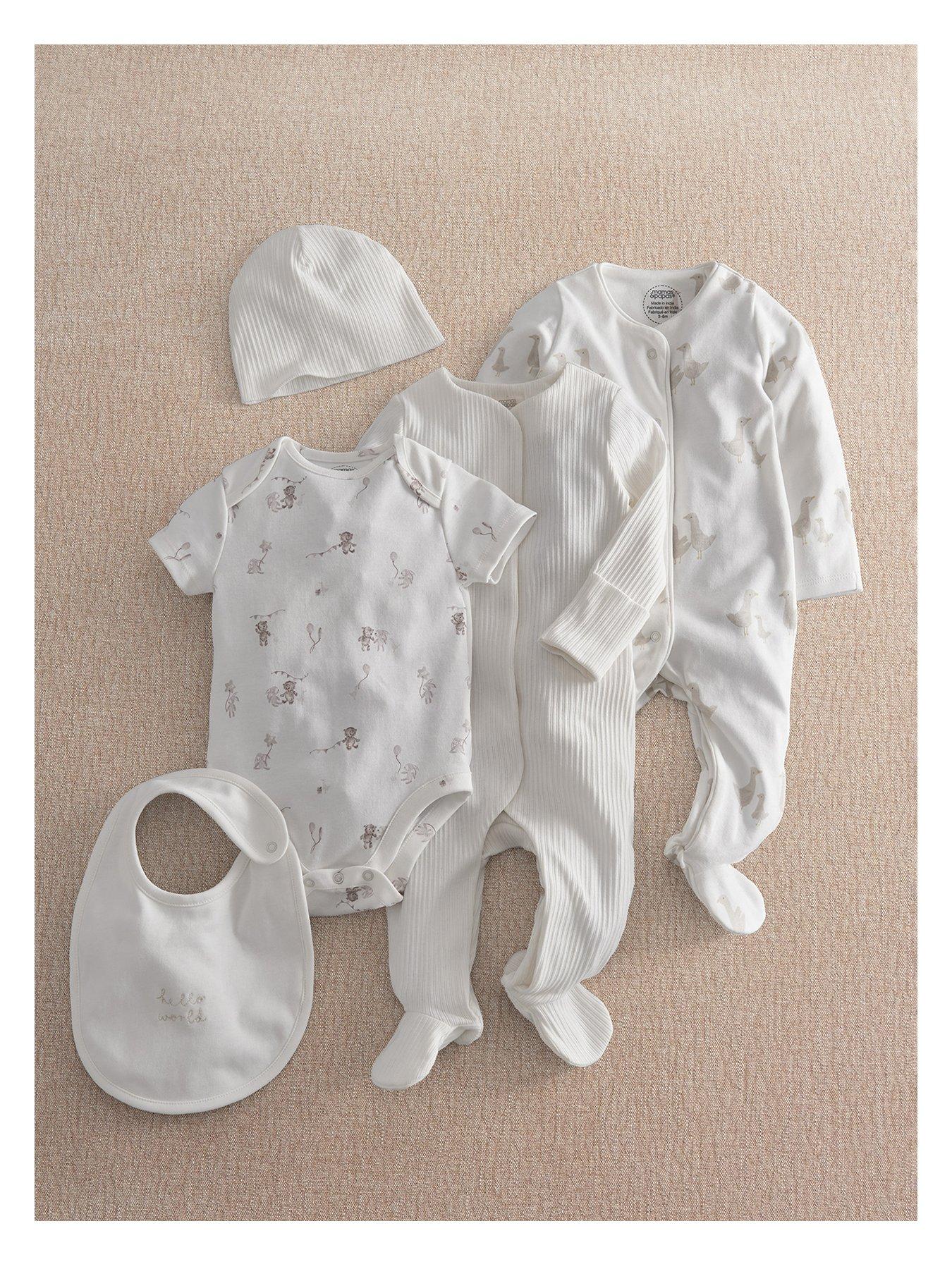 Mamas & Papas Baby Unisex 5 Piece Duck Print Newborn Set, Grey, Size Age: Tiny