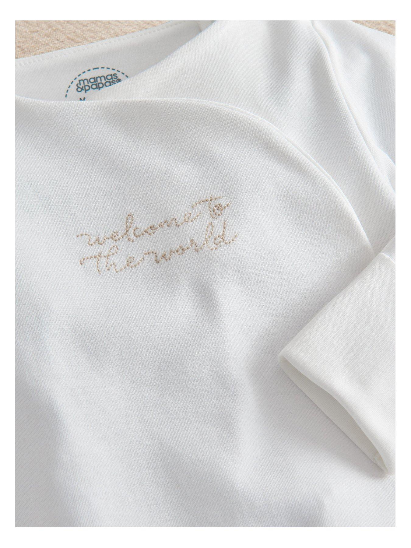 Image 2 of 3 of Mamas & Papas Baby Unisex Welcome To The World Sleepsuit - White