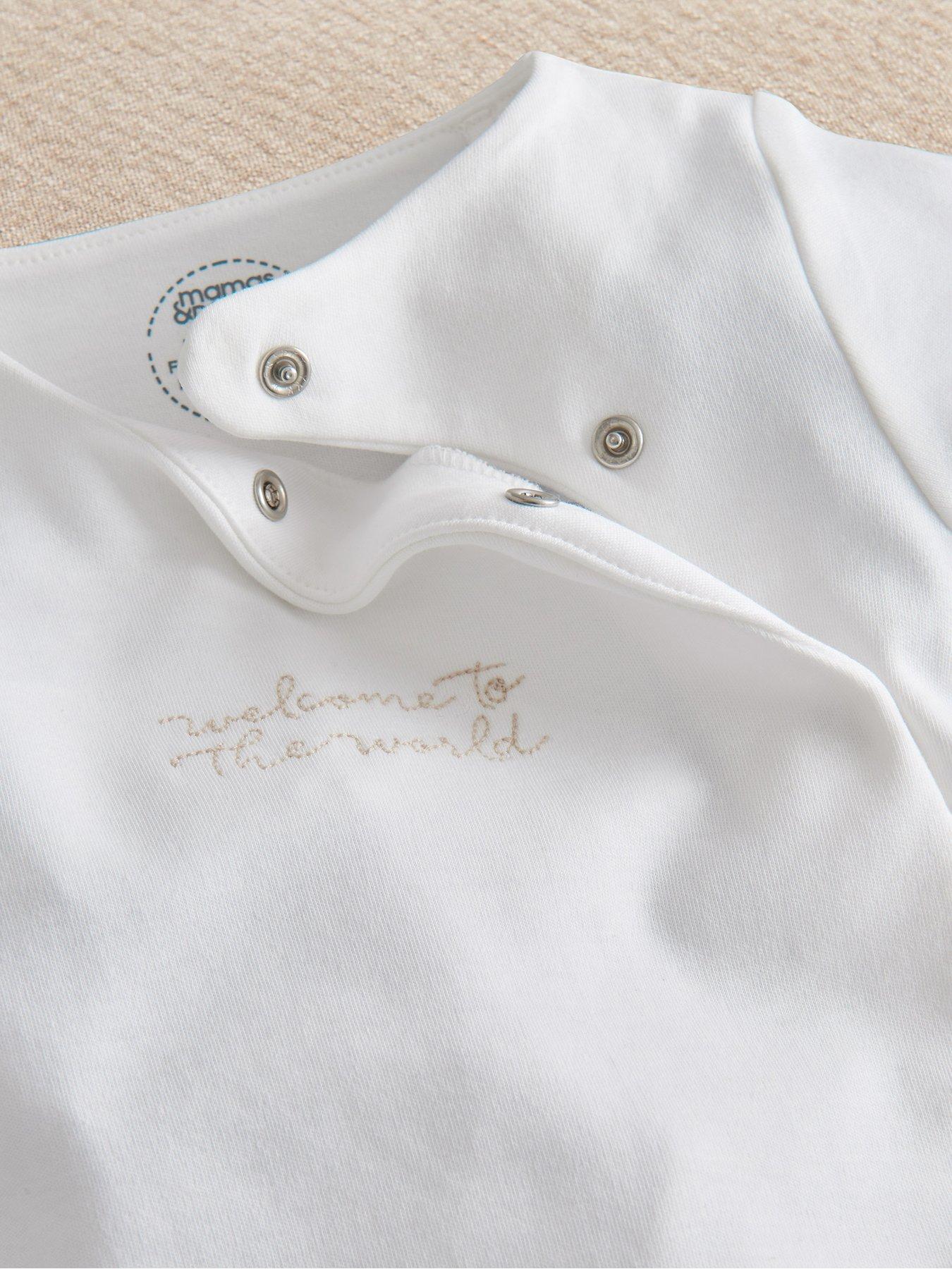 Image 3 of 3 of Mamas & Papas Baby Unisex Welcome To The World Sleepsuit - White