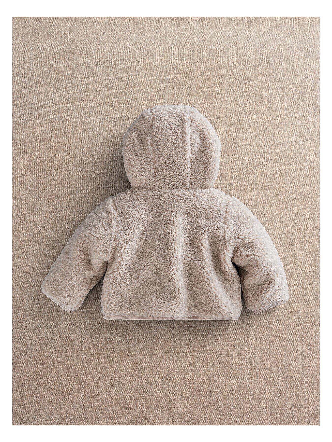 Image 3 of 7 of Mamas & Papas Baby Unisex Hooded Borg Jacket - Beige