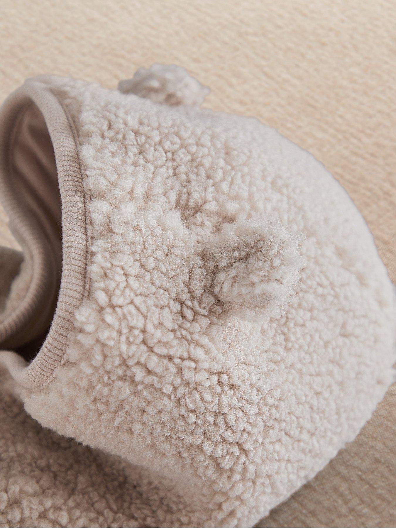 Image 4 of 7 of Mamas & Papas Baby Unisex Hooded Borg Jacket - Beige