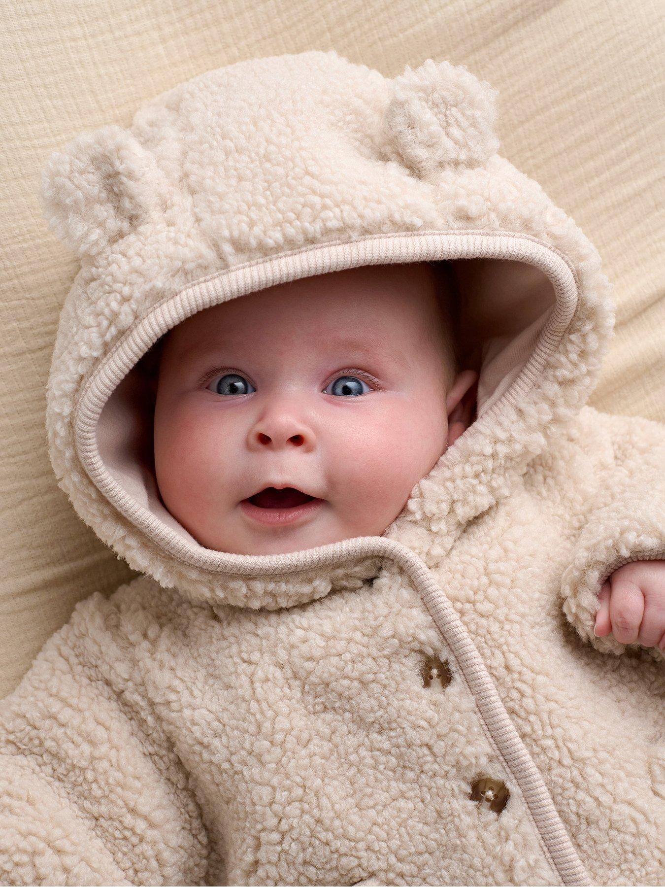 Image 6 of 7 of Mamas & Papas Baby Unisex Hooded Borg Jacket - Beige