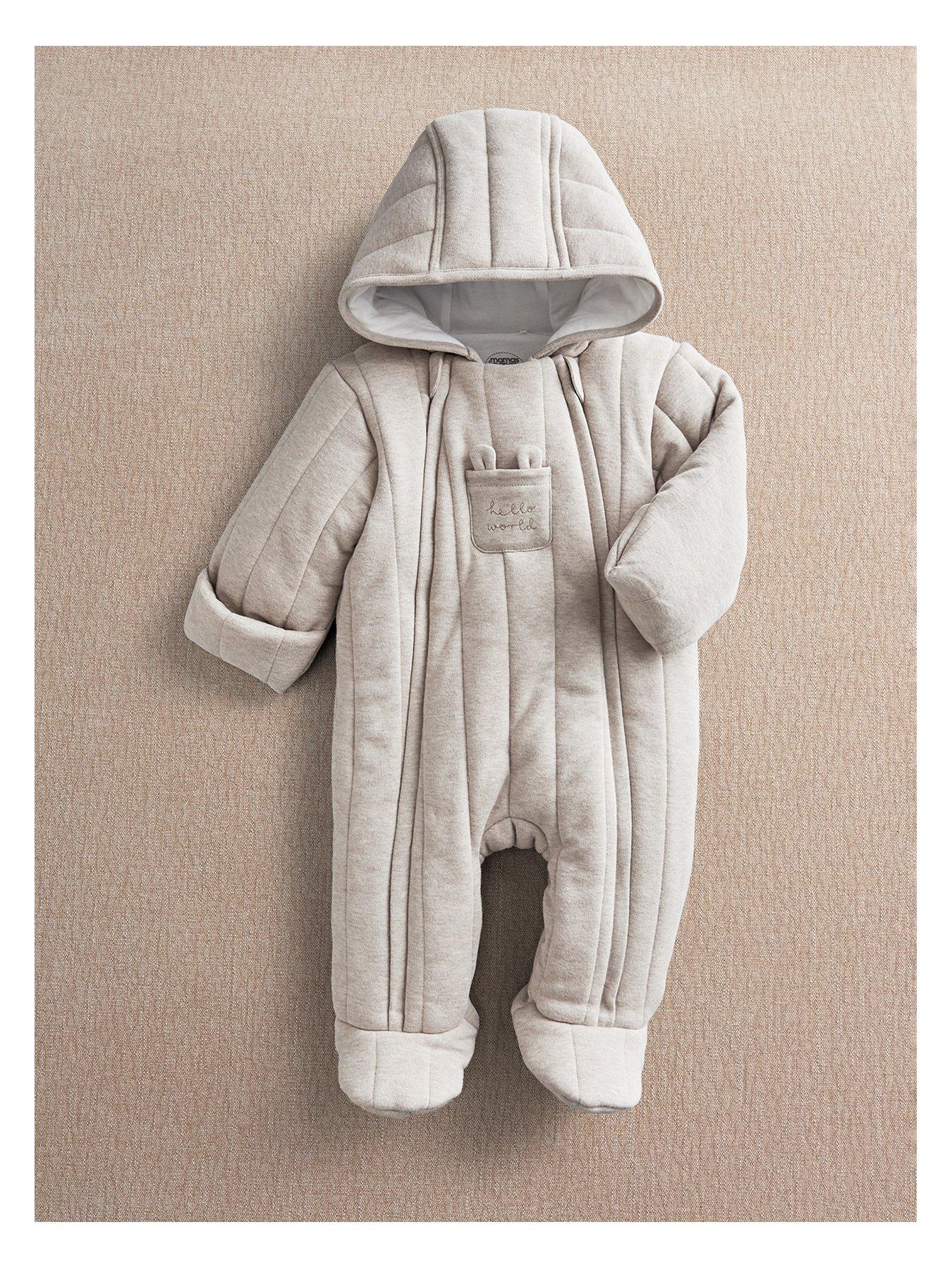 Mamas & Papas Baby Unisex Jersey Pramsuit, Beige, Size Age: Up To 1 Month