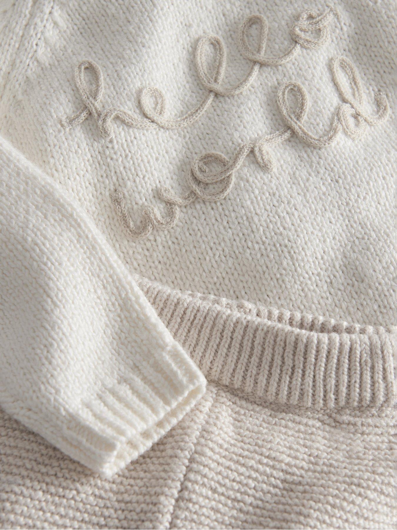 Image 5 of 7 of Mamas & Papas Baby Unisex 2 Piece Hello World Knitted Jumper &amp; Leggings - Beige