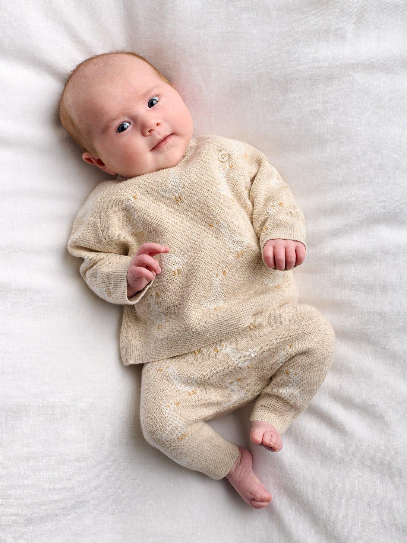 Mamas & Papas Baby Unisex 2 Piece Duck Knitted Top  &  Trouser Set - Beige