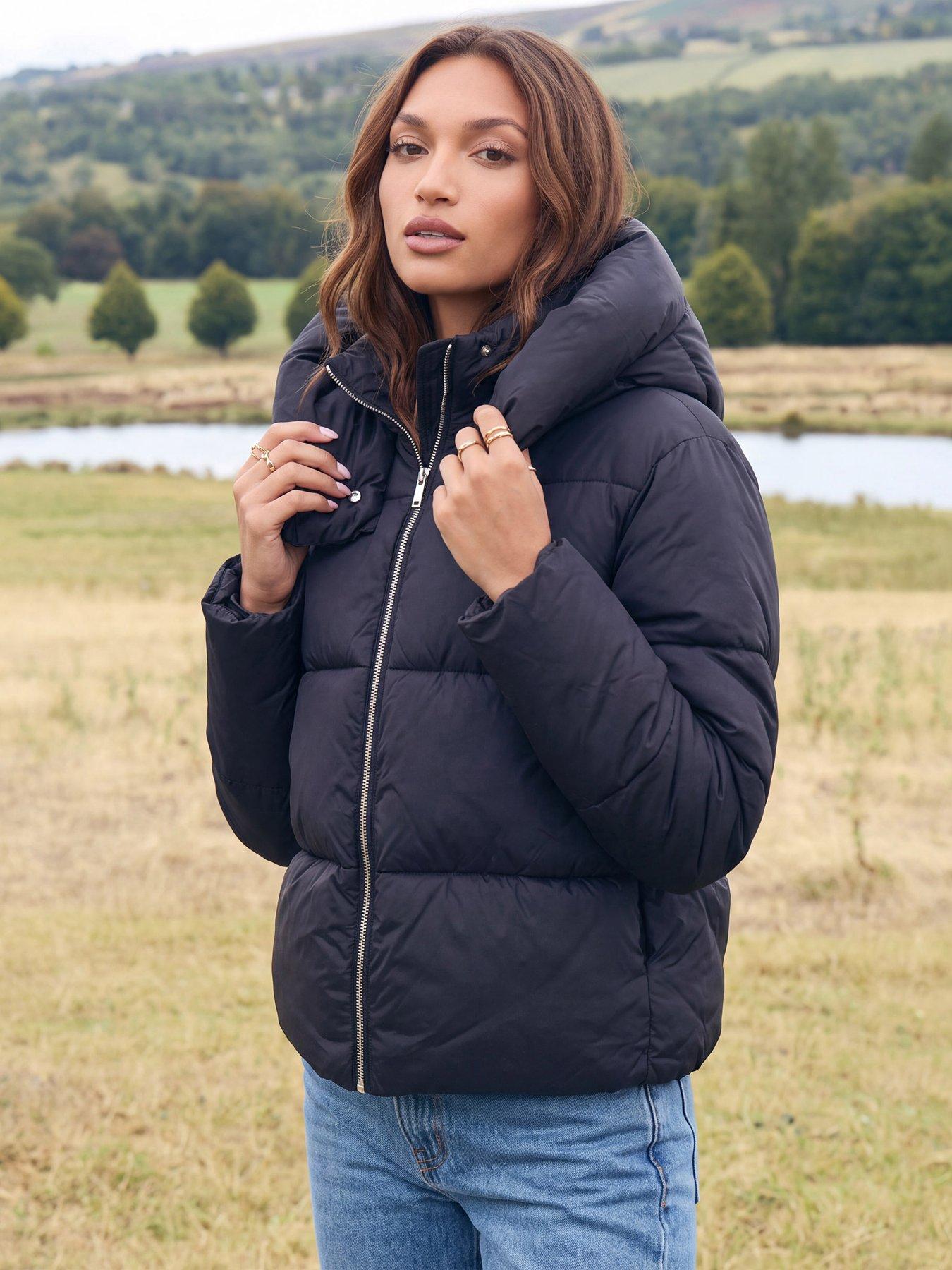Image 1 of 4 of Threadbare Showerproof Funnel Neck Puffer Coat In Black