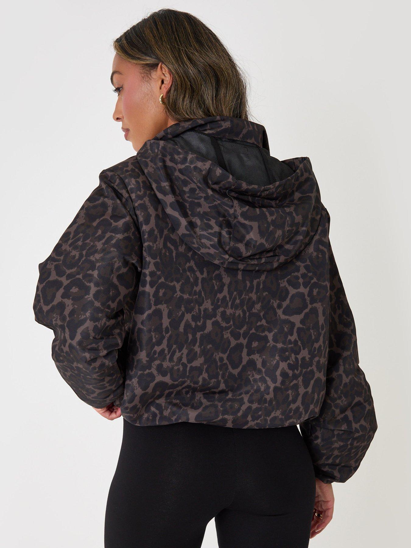 Image 2 of 4 of Threadbare Showerproof Funnel Neck Rain Mac In Leopard Print
