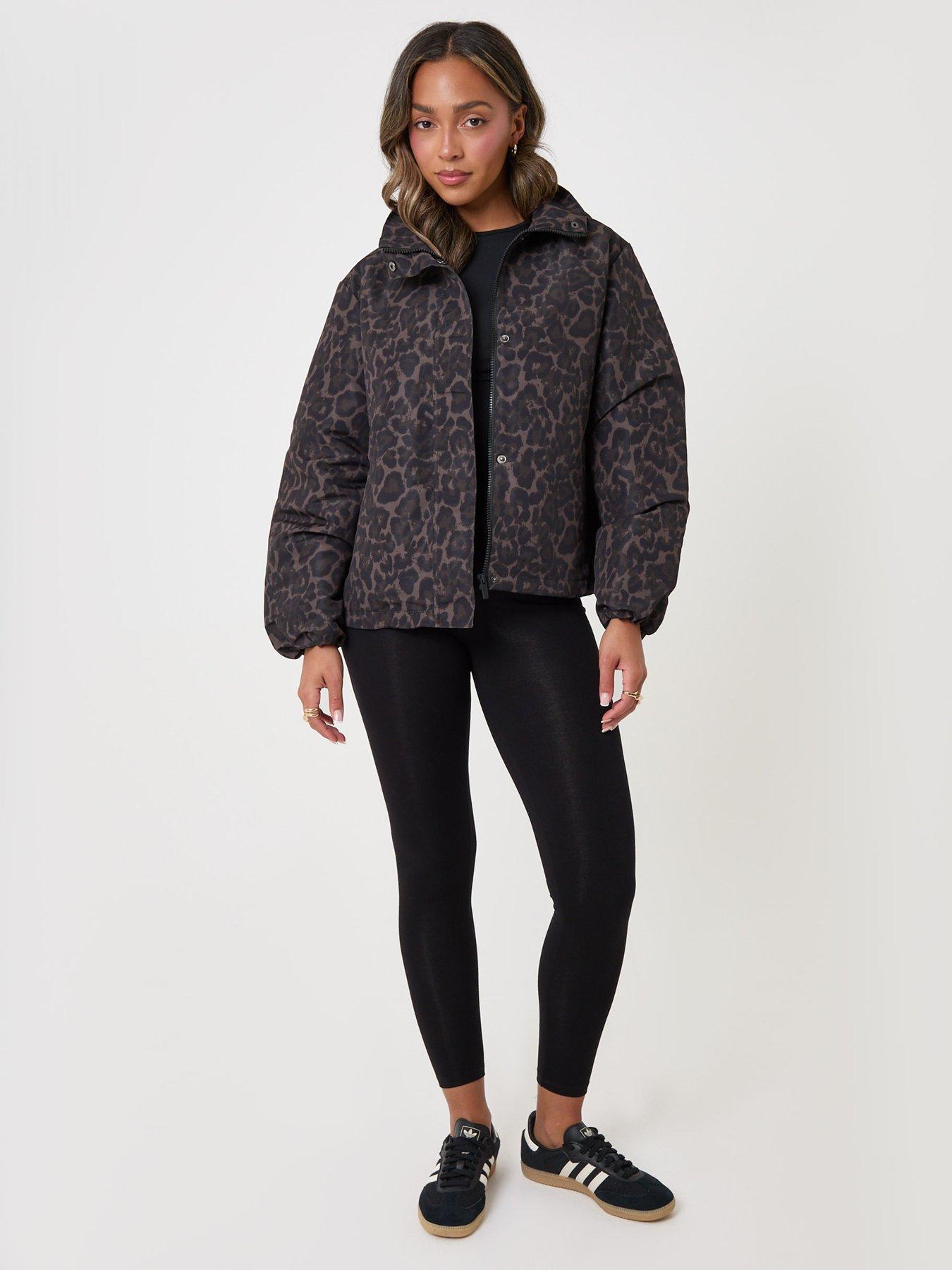 Image 3 of 4 of Threadbare Showerproof Funnel Neck Rain Mac In Leopard Print