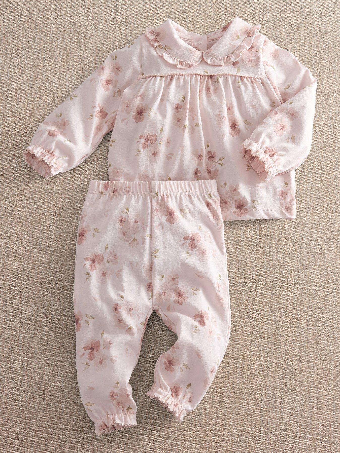 Mamas & Papas Baby Girls Jersey Watercolour Floral Pyjamas - Multi