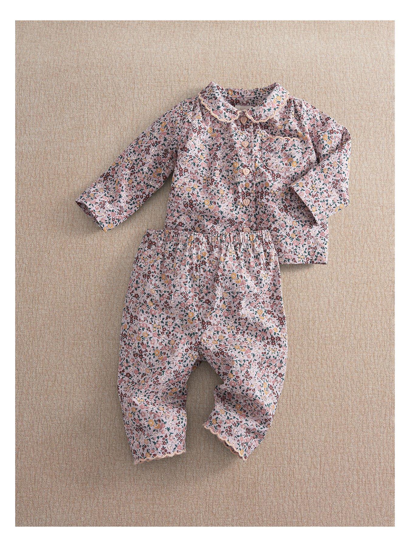 Mamas & Papas Baby Girls Vintage Floral Woven Pyjamas, Multi, Size 3-6 Months