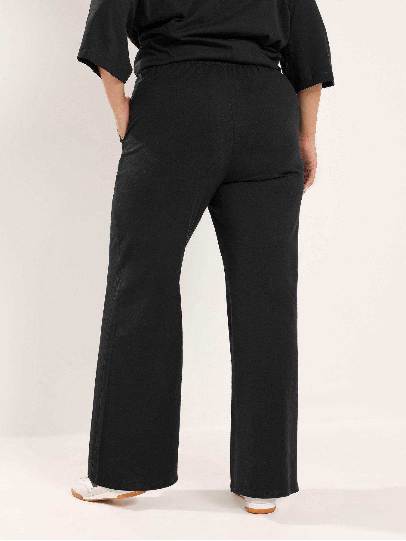 Image 2 of 4 of Yours Curve Cotton Wide Leg Legging (Short Leg) - Black