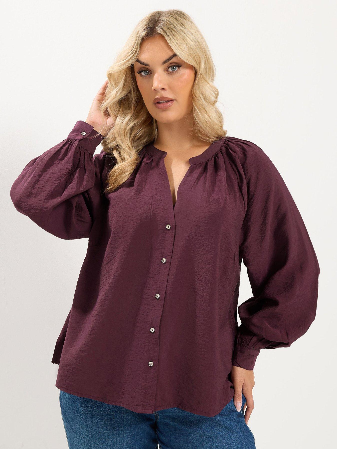 Image 1 of 4 of Yours Curve Button Through Blouse - Red