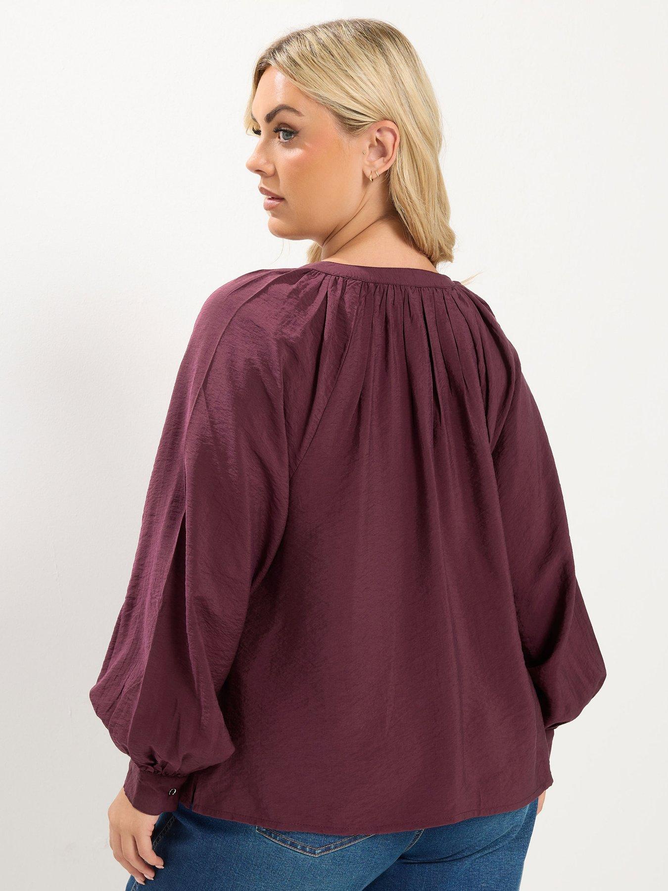 Image 2 of 4 of Yours Curve Button Through Blouse - Red