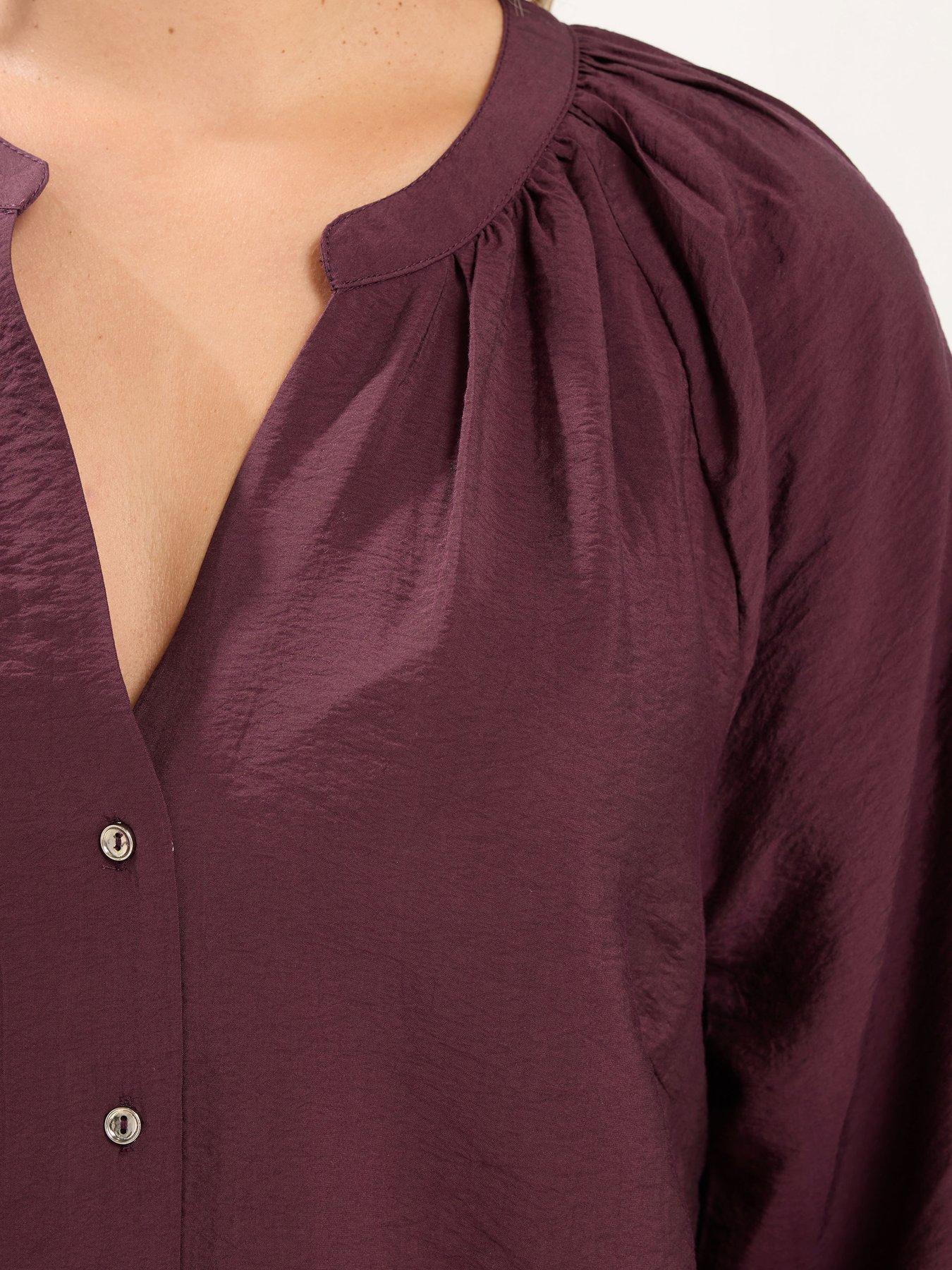 Image 4 of 4 of Yours Curve Button Through Blouse - Red