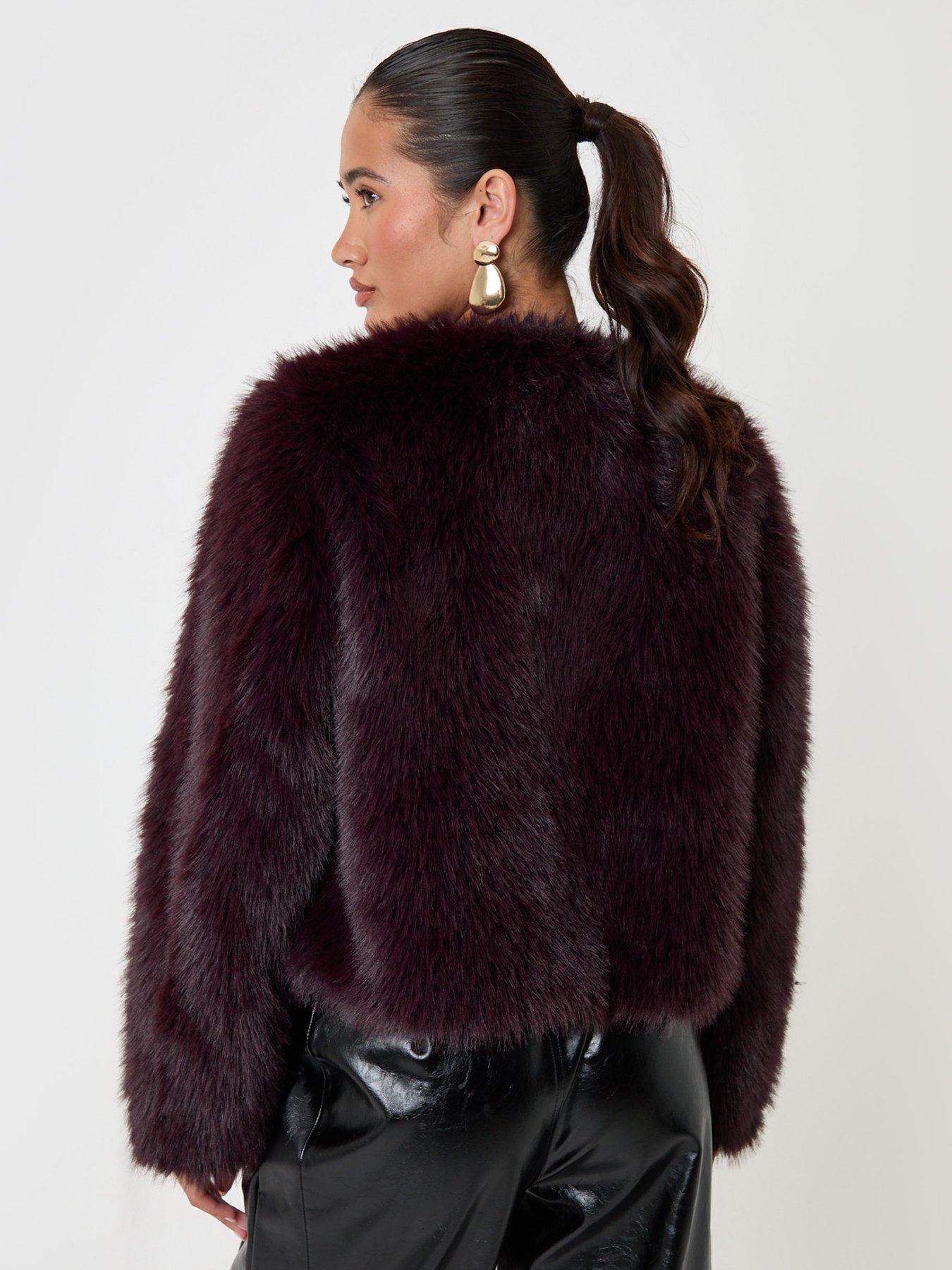Image 2 of 4 of Threadbare Faux Fur Collarless Jacket In Purple