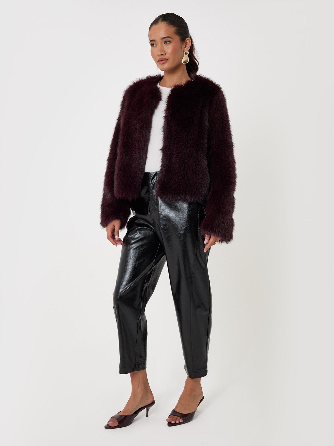 Image 3 of 4 of Threadbare Faux Fur Collarless Jacket In Purple