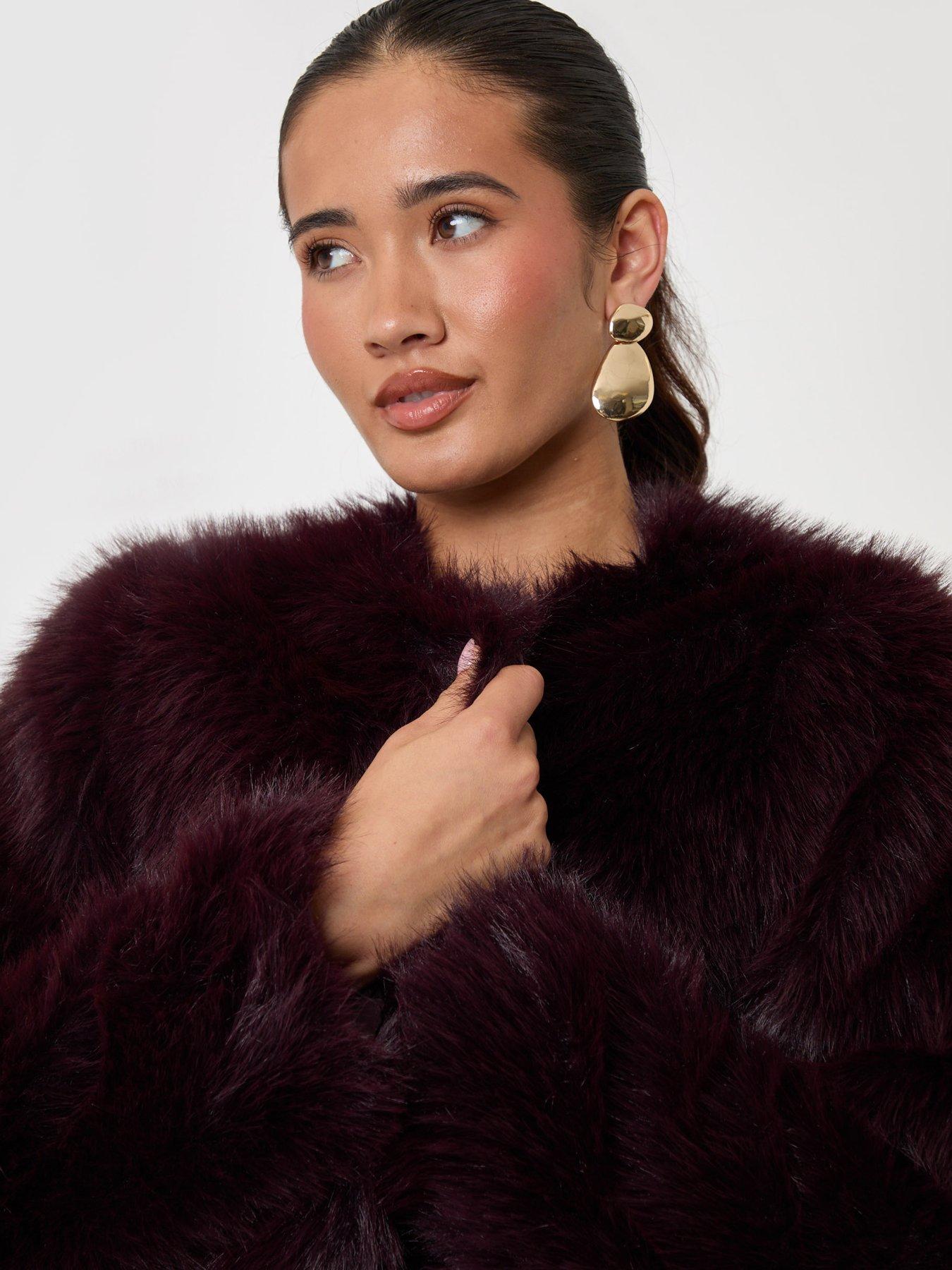 Image 4 of 4 of Threadbare Faux Fur Collarless Jacket In Purple