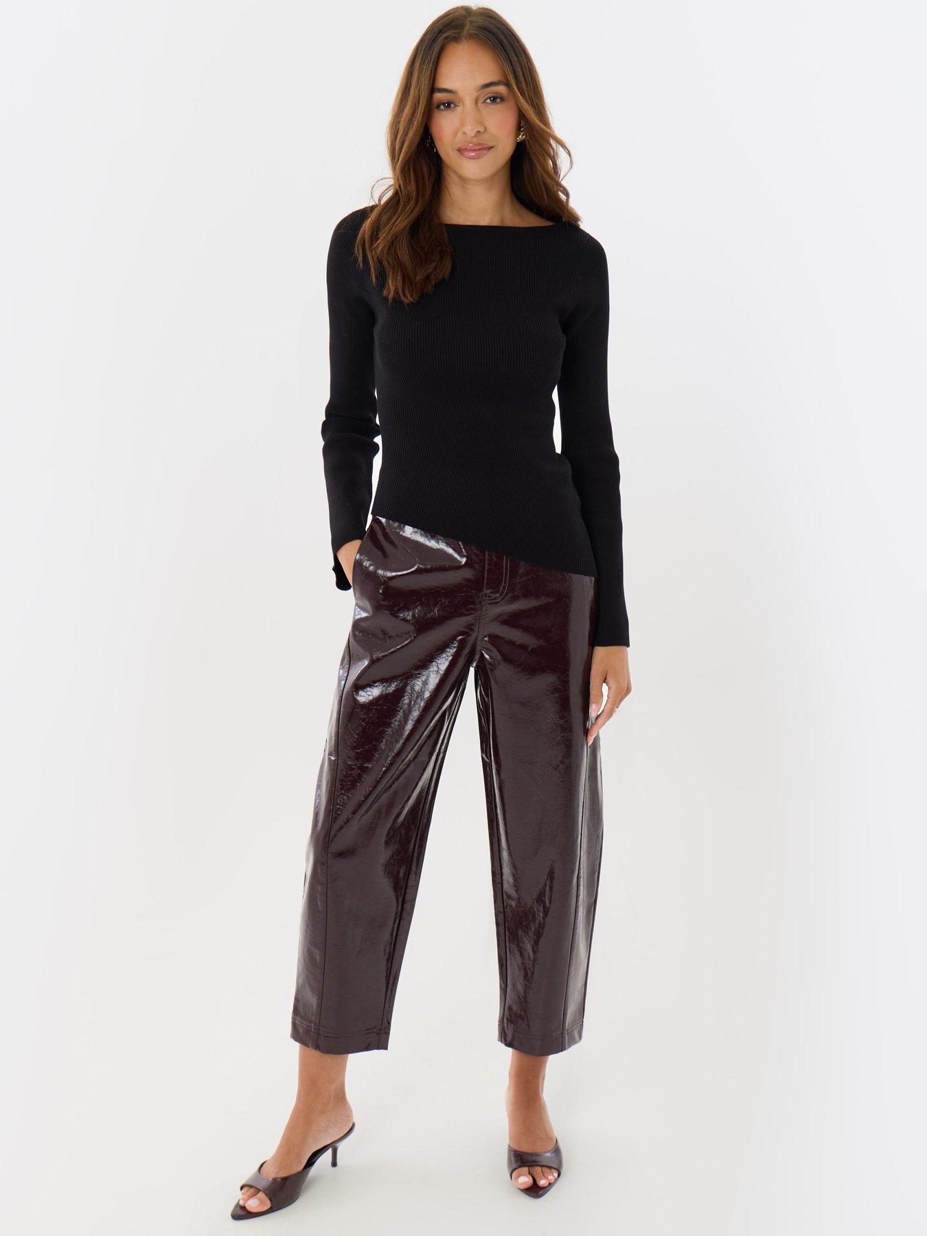 Image 3 of 4 of Threadbare Womens Ribbed Asymmetric Boat Neck Top - Black