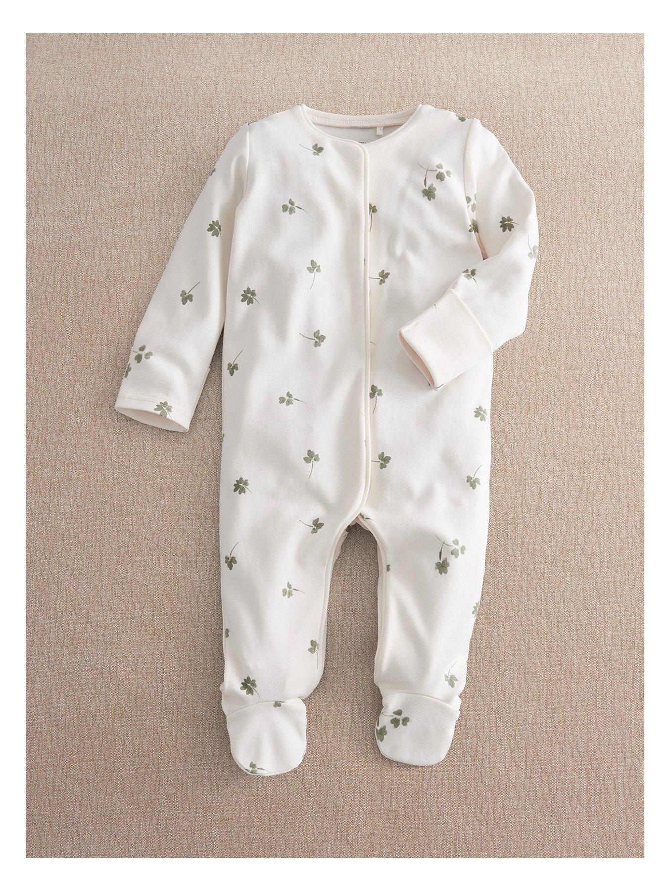 Mamas & Papas Baby Unisex Clover Print Sleepsuit, Cream, Size Age: Up To 1 Month