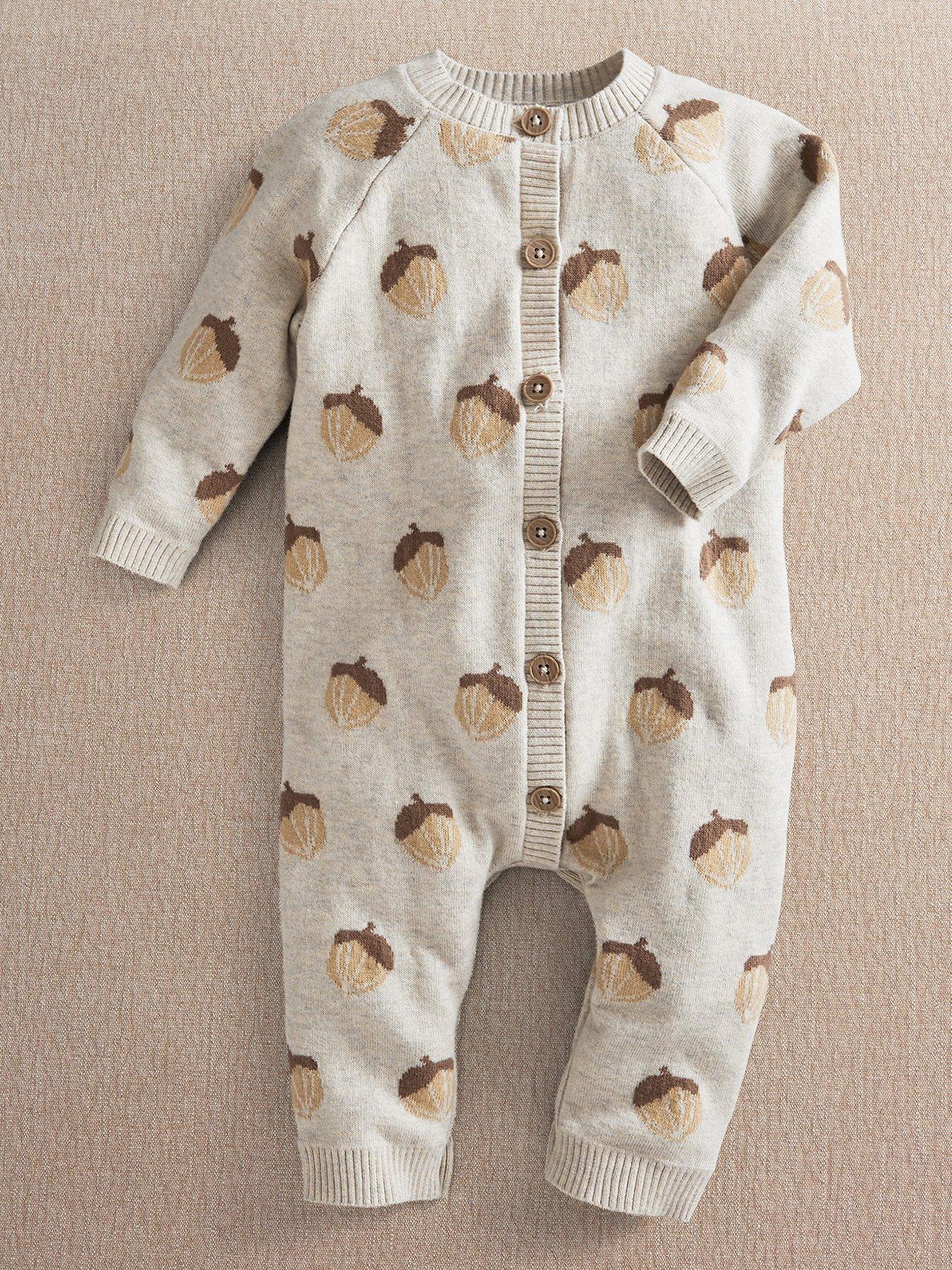 Image 2 of 6 of Mamas & Papas Baby Unisex Acorn Knitted Romper - Grey