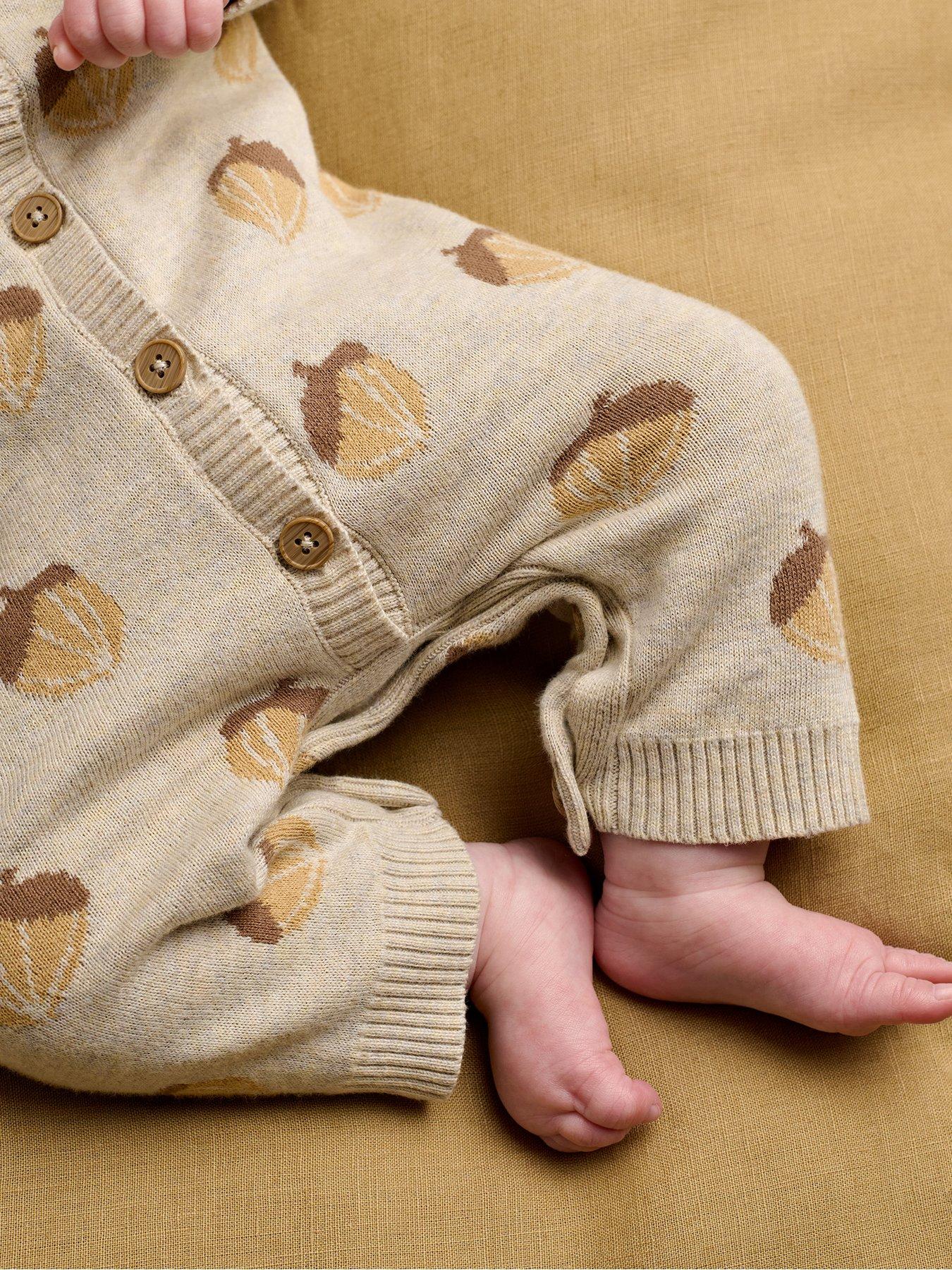 Image 5 of 6 of Mamas & Papas Baby Unisex Acorn Knitted Romper - Grey