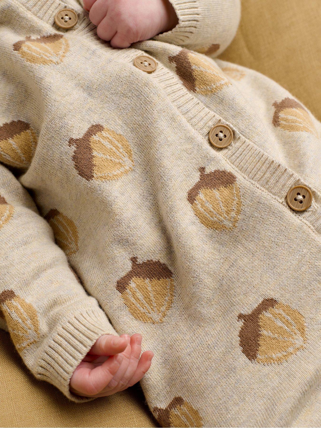 Image 6 of 6 of Mamas & Papas Baby Unisex Acorn Knitted Romper - Grey