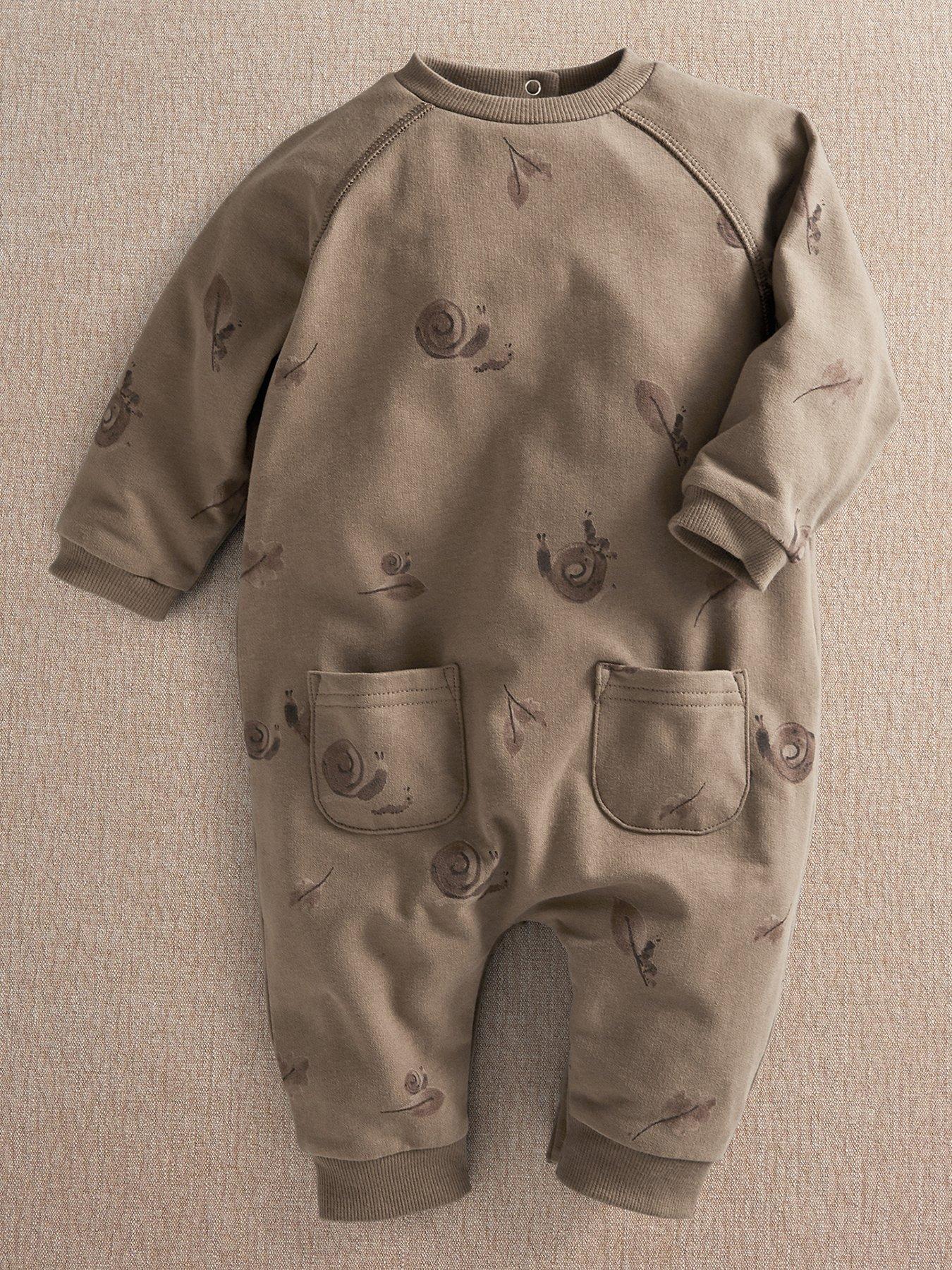 Mamas & Papas Baby Unisex Snail Print Romper - Brown