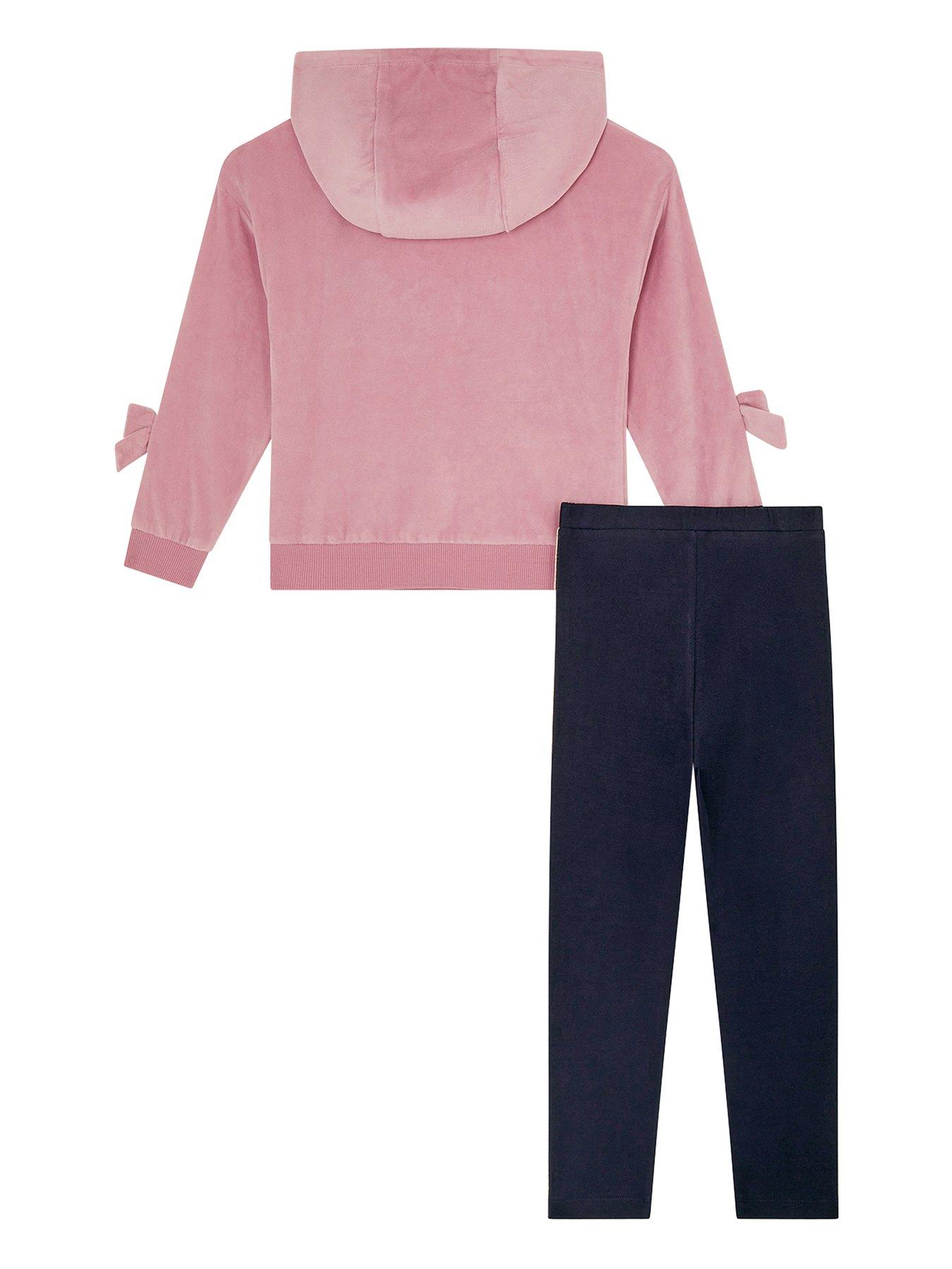 Image 3 of 4 of Monsoon Girls Butterfly Velour Sporty Hoody &amp; Legging Set - Pink