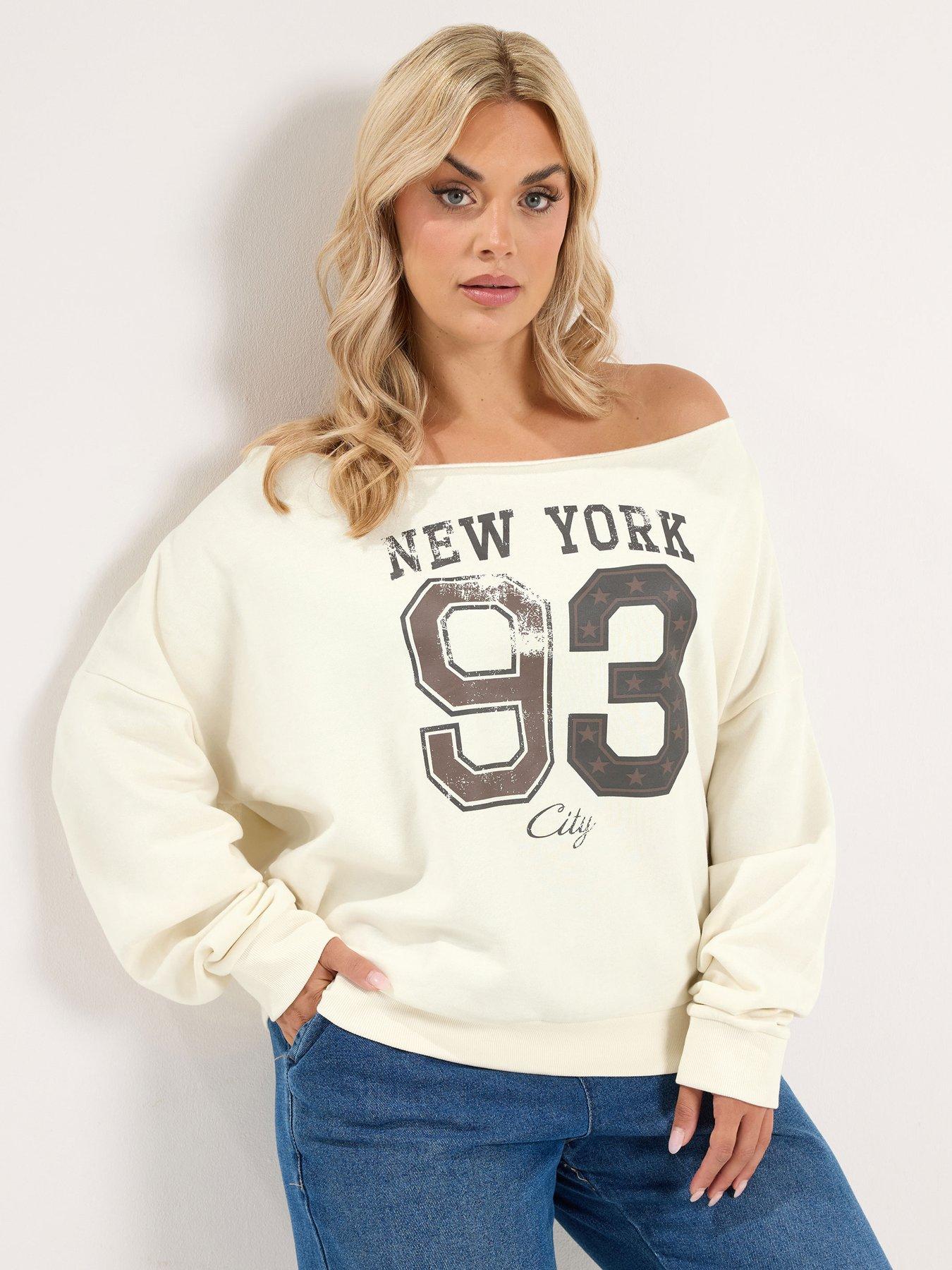 Yours Curve Off Shoulder Sweatshirt - Cream