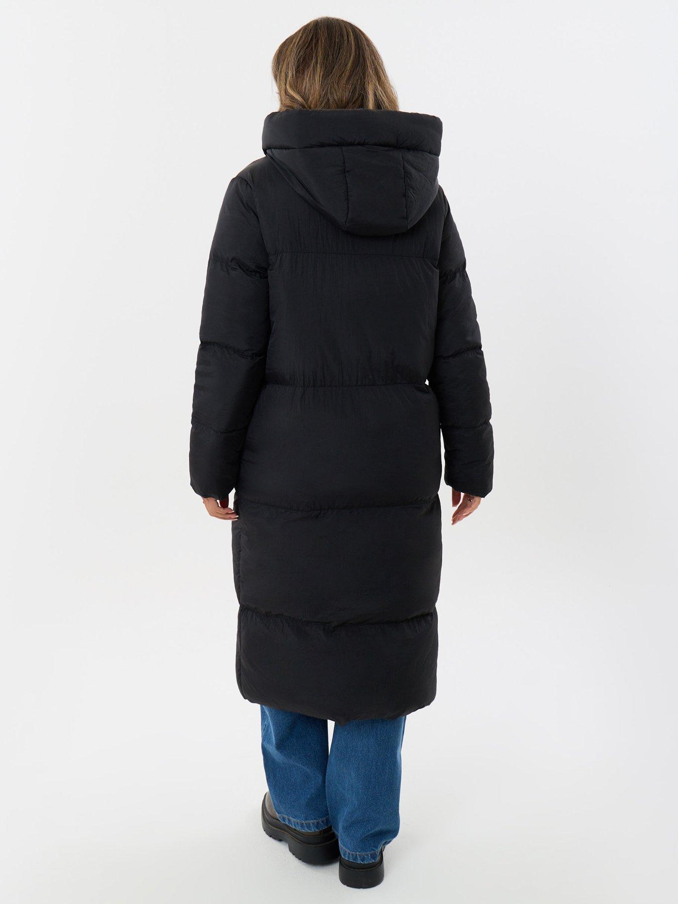 Image 2 of 4 of Threadbare Showerproof Maxi Puffer Coat In Black