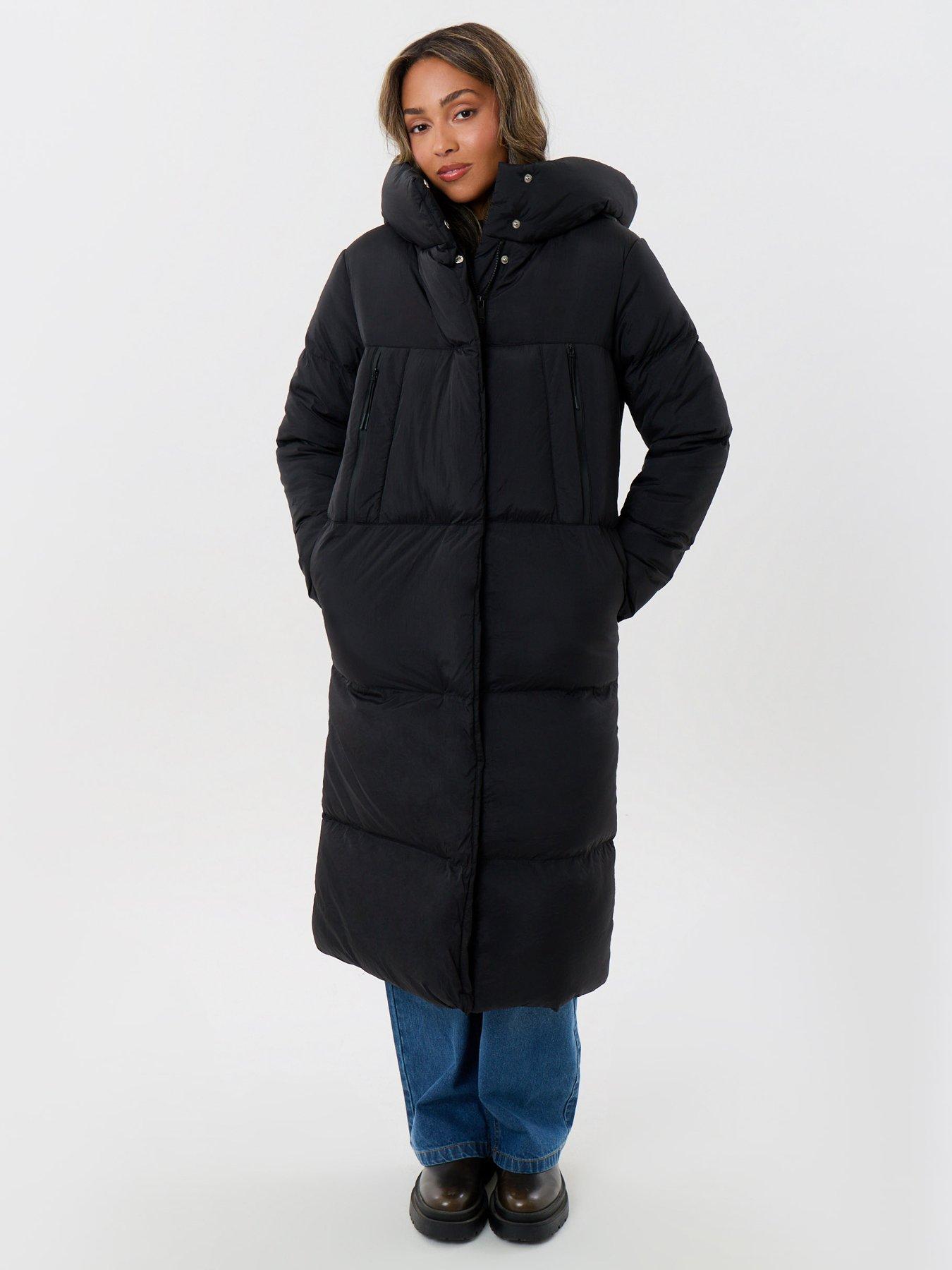 Image 3 of 4 of Threadbare Showerproof Maxi Puffer Coat In Black