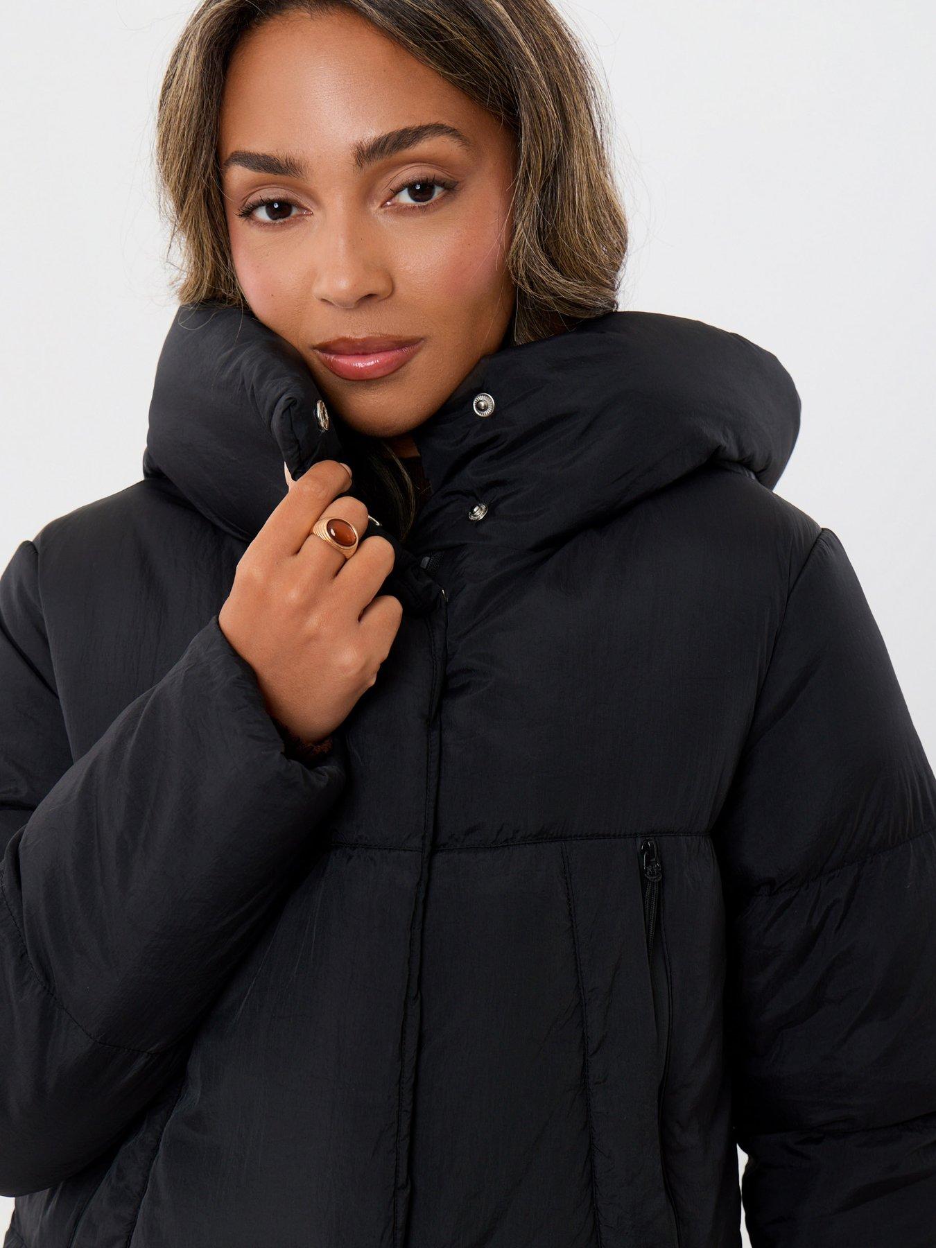 Image 4 of 4 of Threadbare Showerproof Maxi Puffer Coat In Black