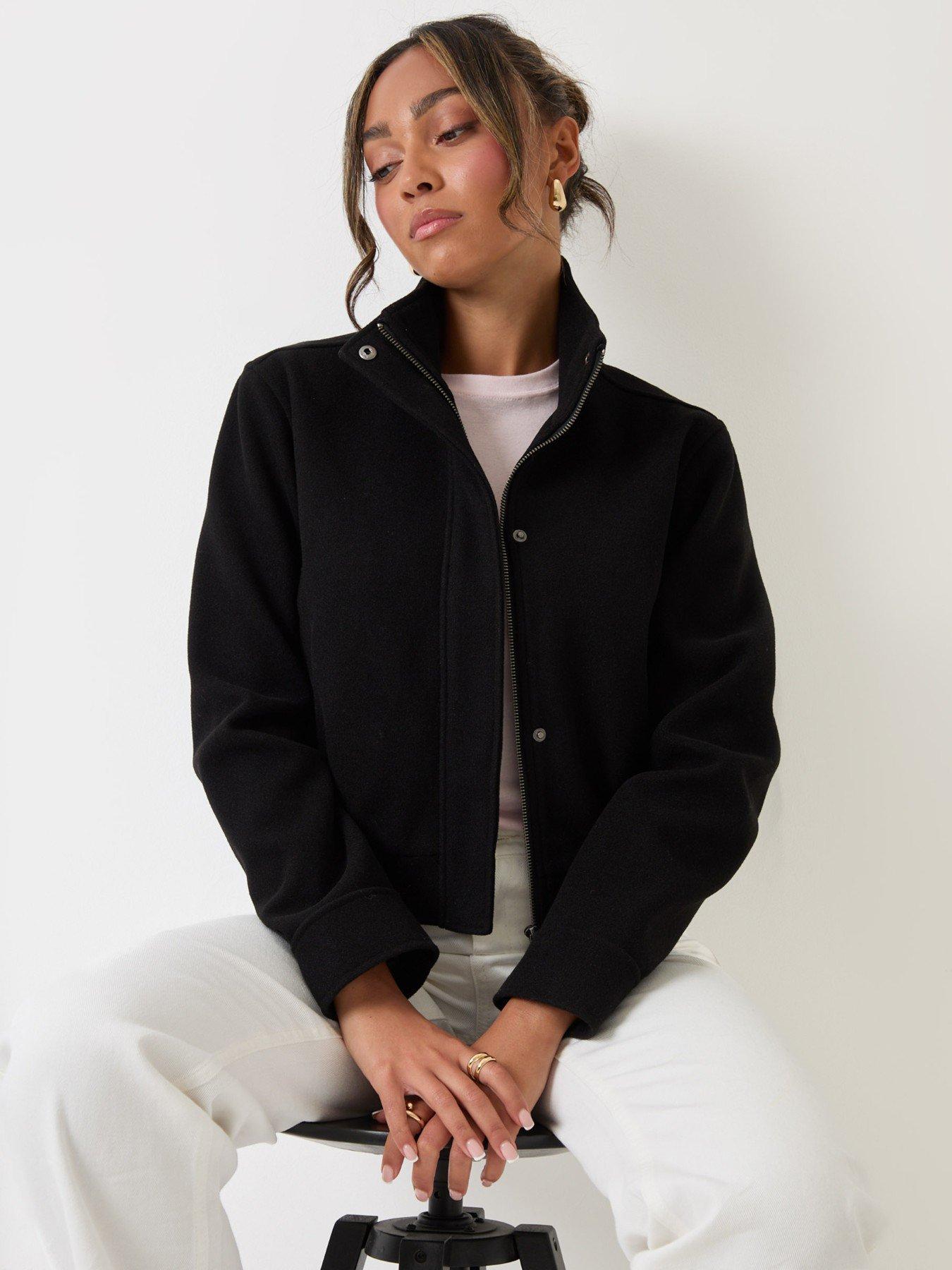 Image 4 of 4 of Threadbare Womens Funnel Neck Zip Front Bomber Jacket - Black