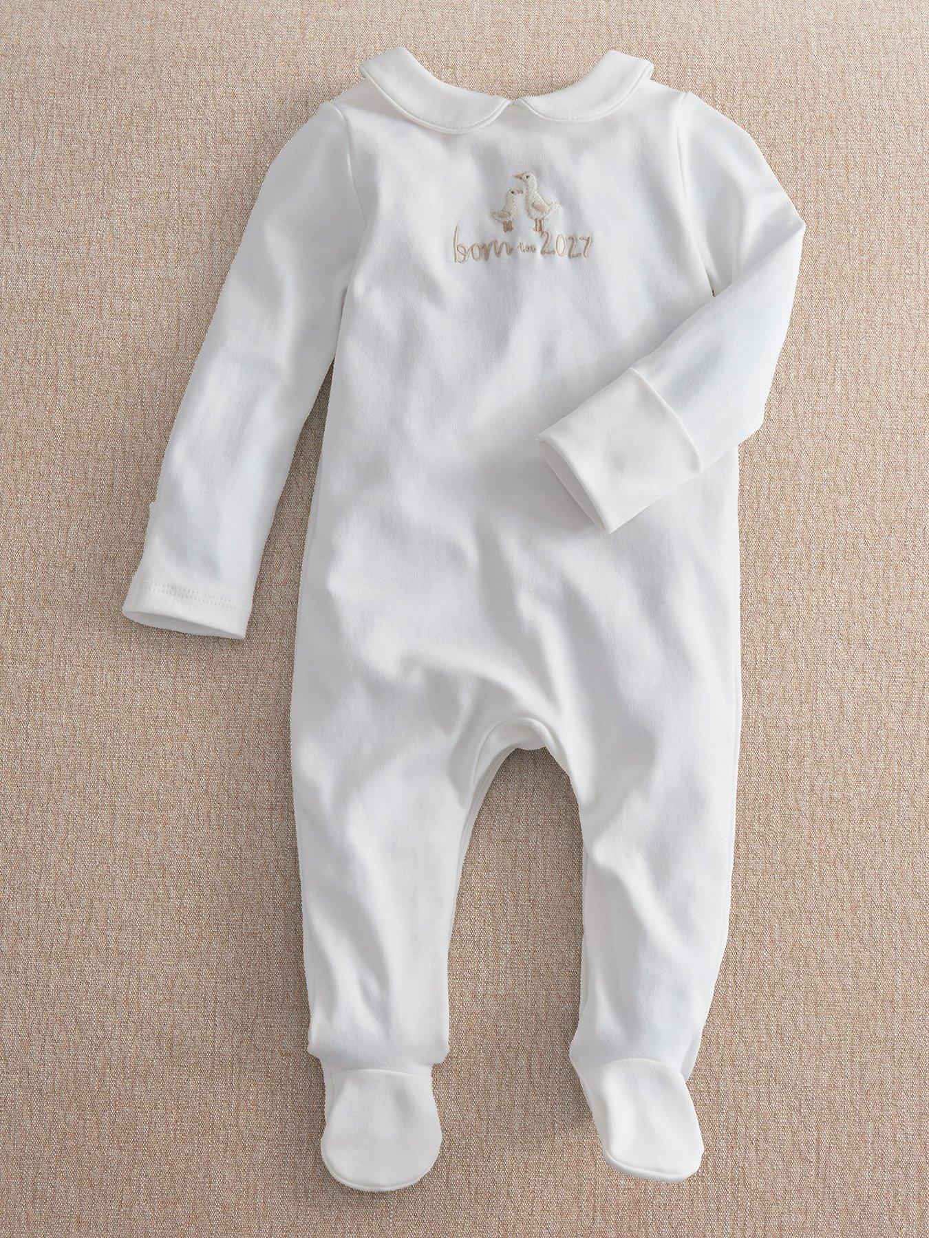 Mamas & Papas Baby Unisex Born In 2027 Sleepsuit, White, Size Age: Up To 1 Month