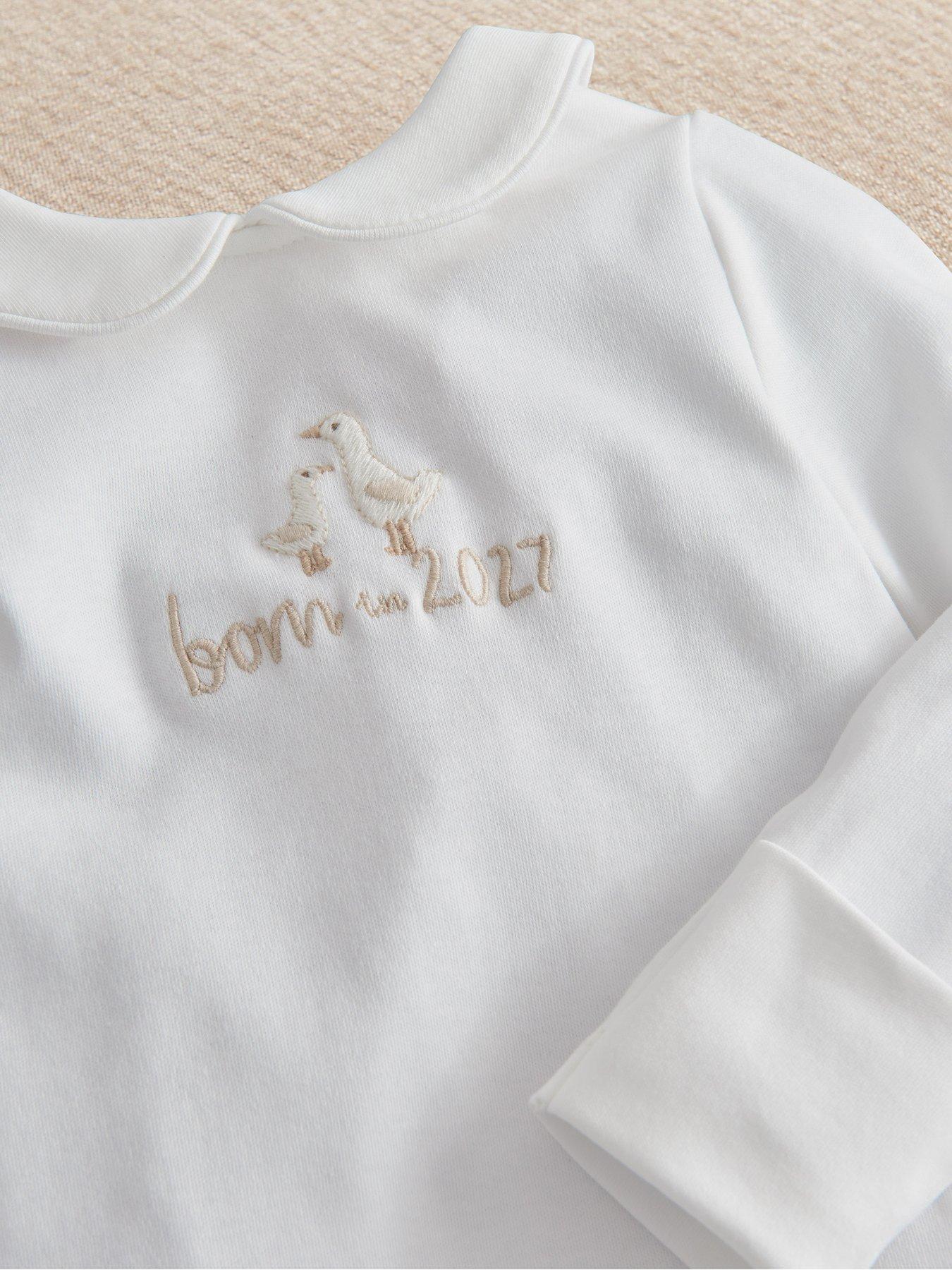Image 3 of 3 of Mamas & Papas Baby Unisex Born In 2027 Sleepsuit - White