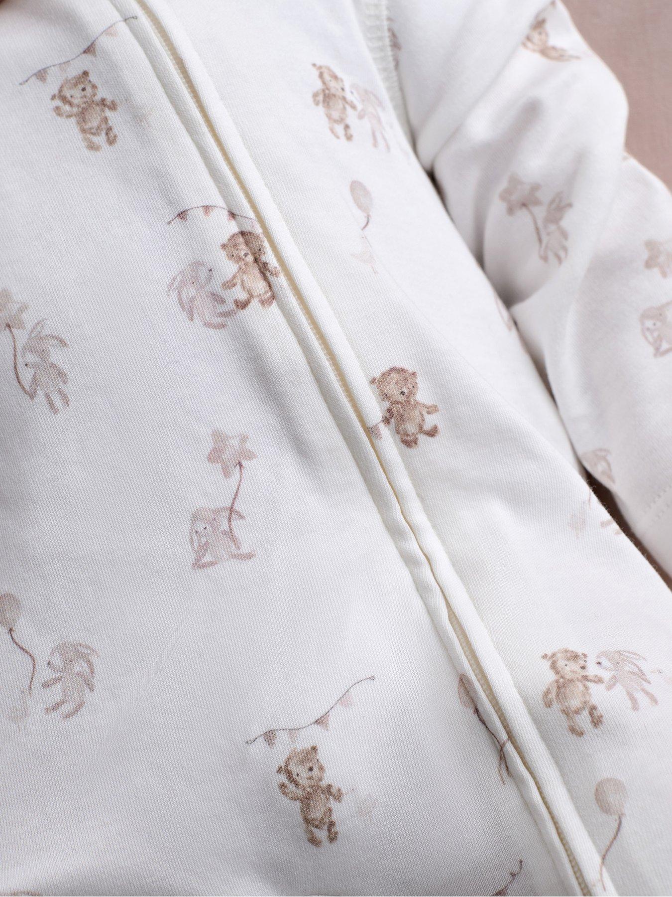 Image 6 of 7 of Mamas & Papas Baby Unisex Celebration Print Zip Sleepsuit - White