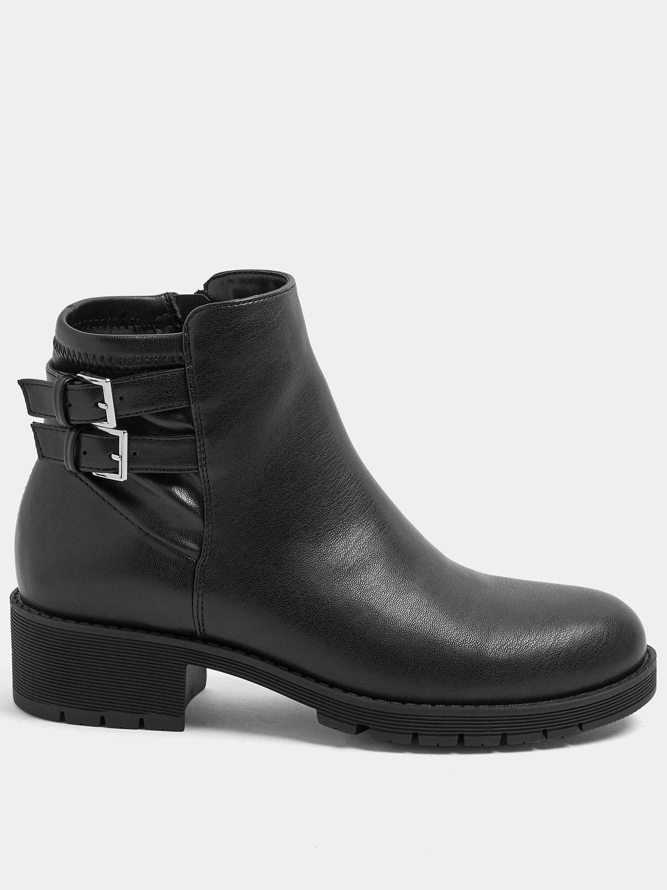 Image 1 of 4 of Yours Curve Extra Wide Fit Double Buckle Chelsea Boot - Black