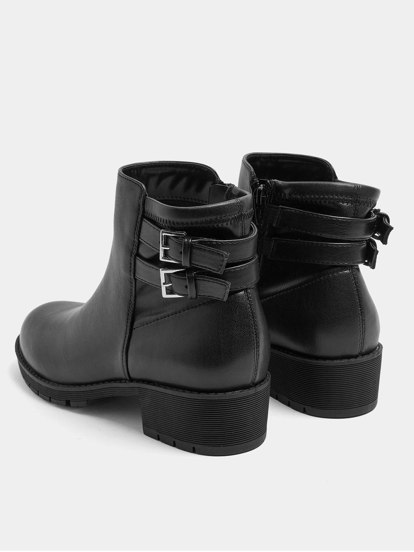 Image 3 of 4 of Yours Curve Extra Wide Fit Double Buckle Chelsea Boot - Black