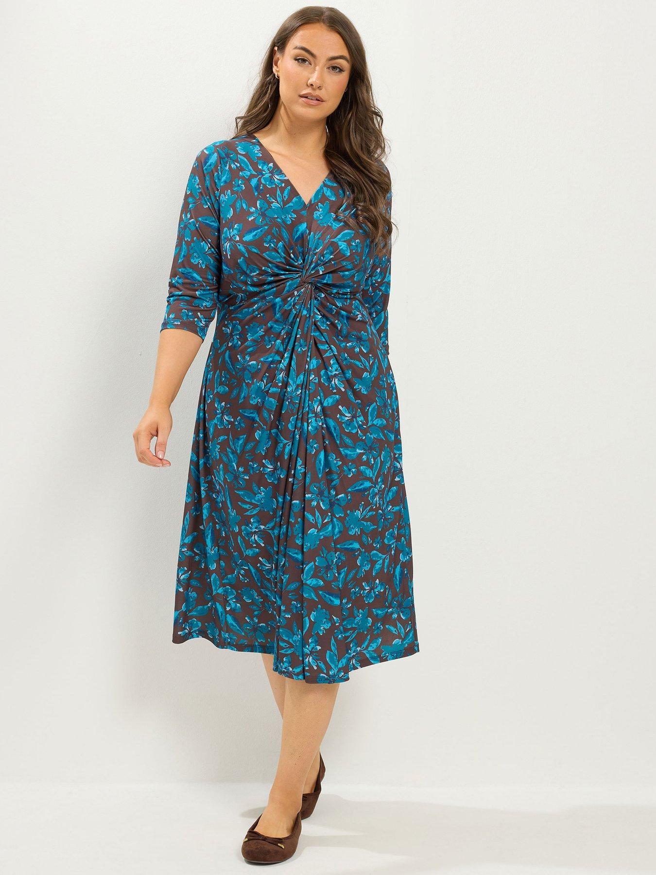 Image 1 of 4 of Yours Curve Ity Twist Front Midi Dress