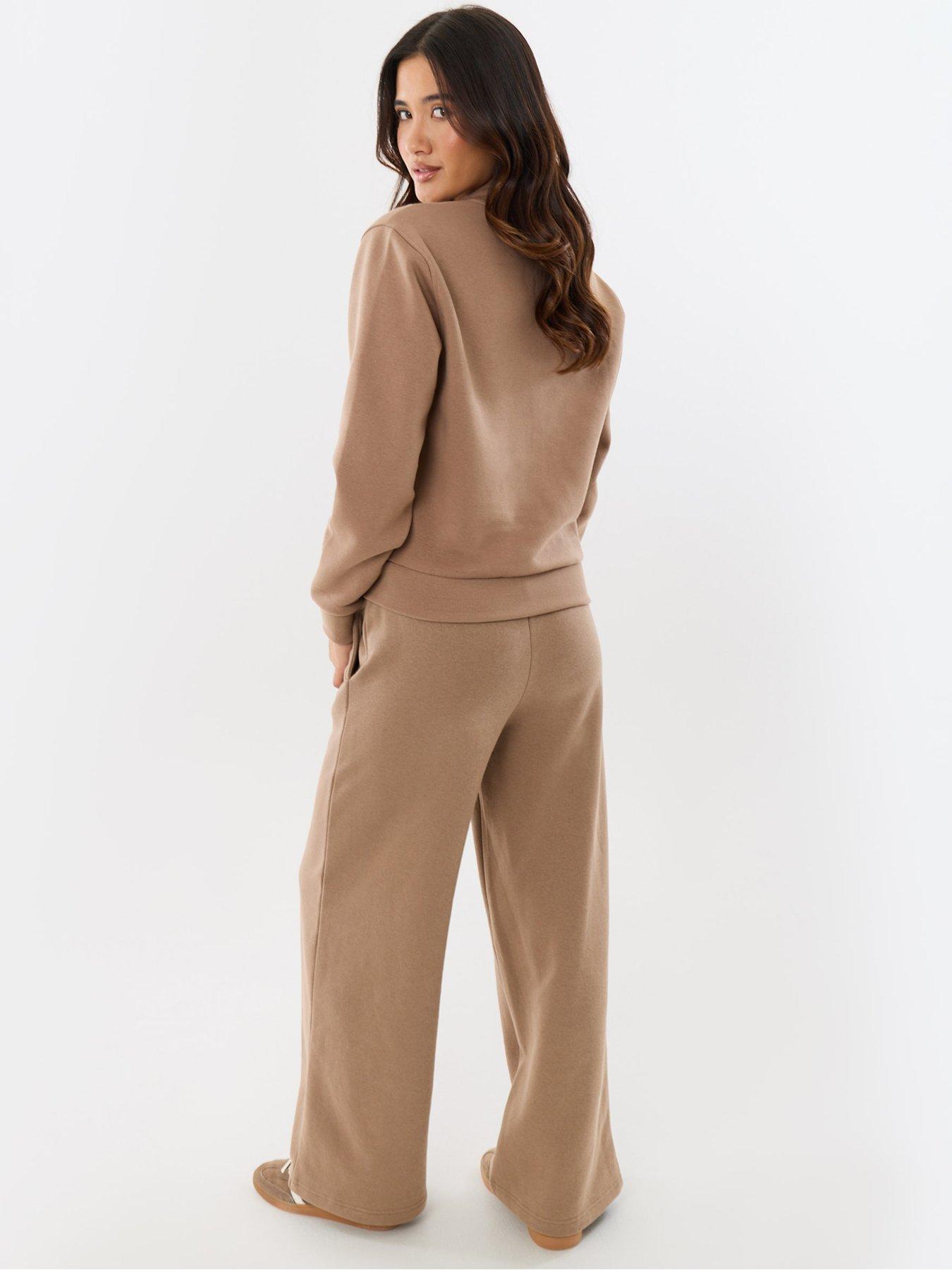 Image 2 of 4 of Threadbare Womens Petite Button-Through Cardigan Jogger Set - Brown